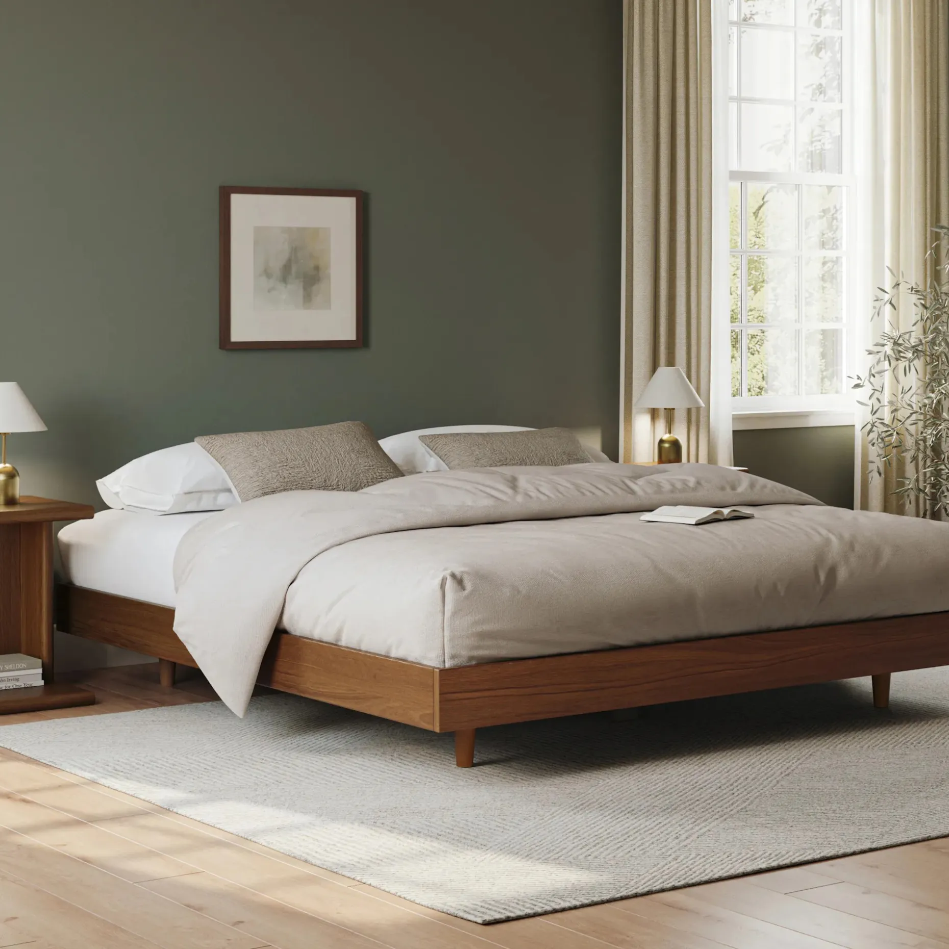 Basi King Bed Frame - Smoked Oak