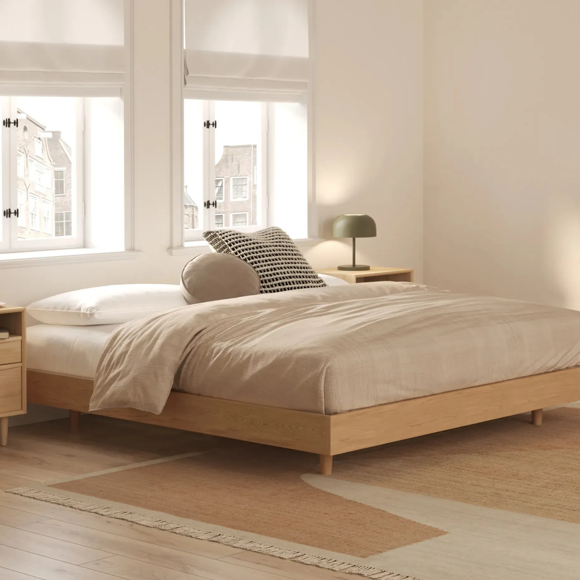 Basi King Bed Frame - White Oak