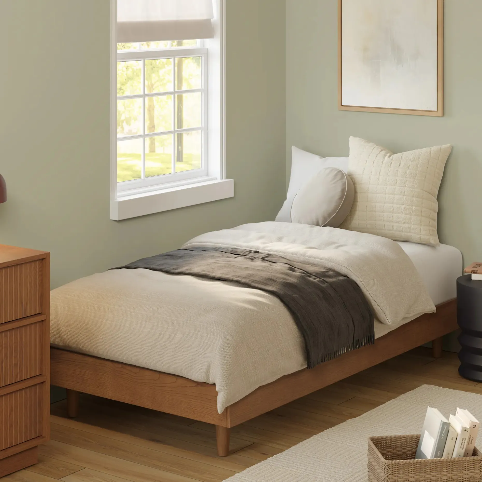 Basi Twin Bed Frame - Smoked Oak