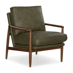Bavel 28.5" Leather Lounge Chair - Charme Green