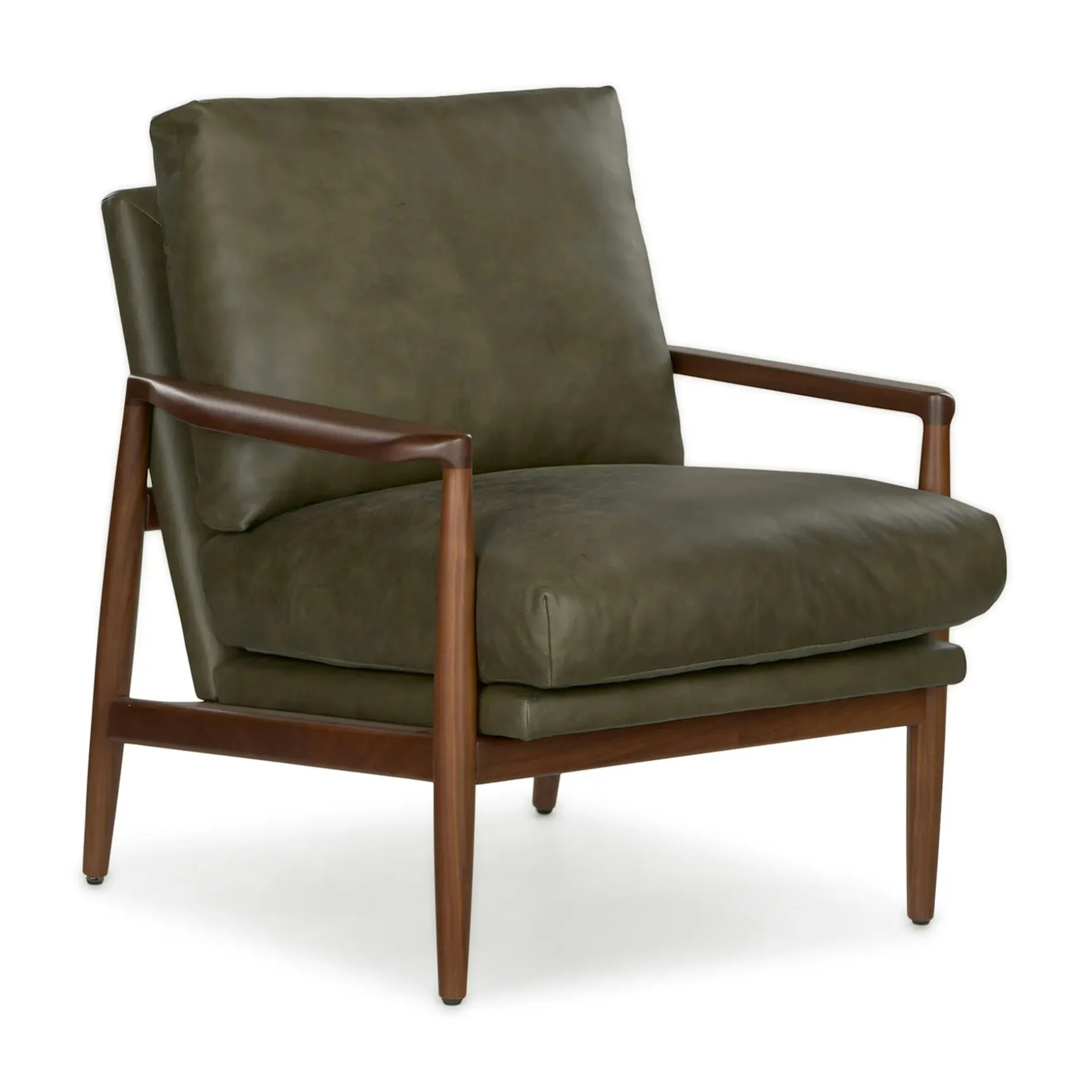 Bavel 28.5" Leather Lounge Chair - Charme Green