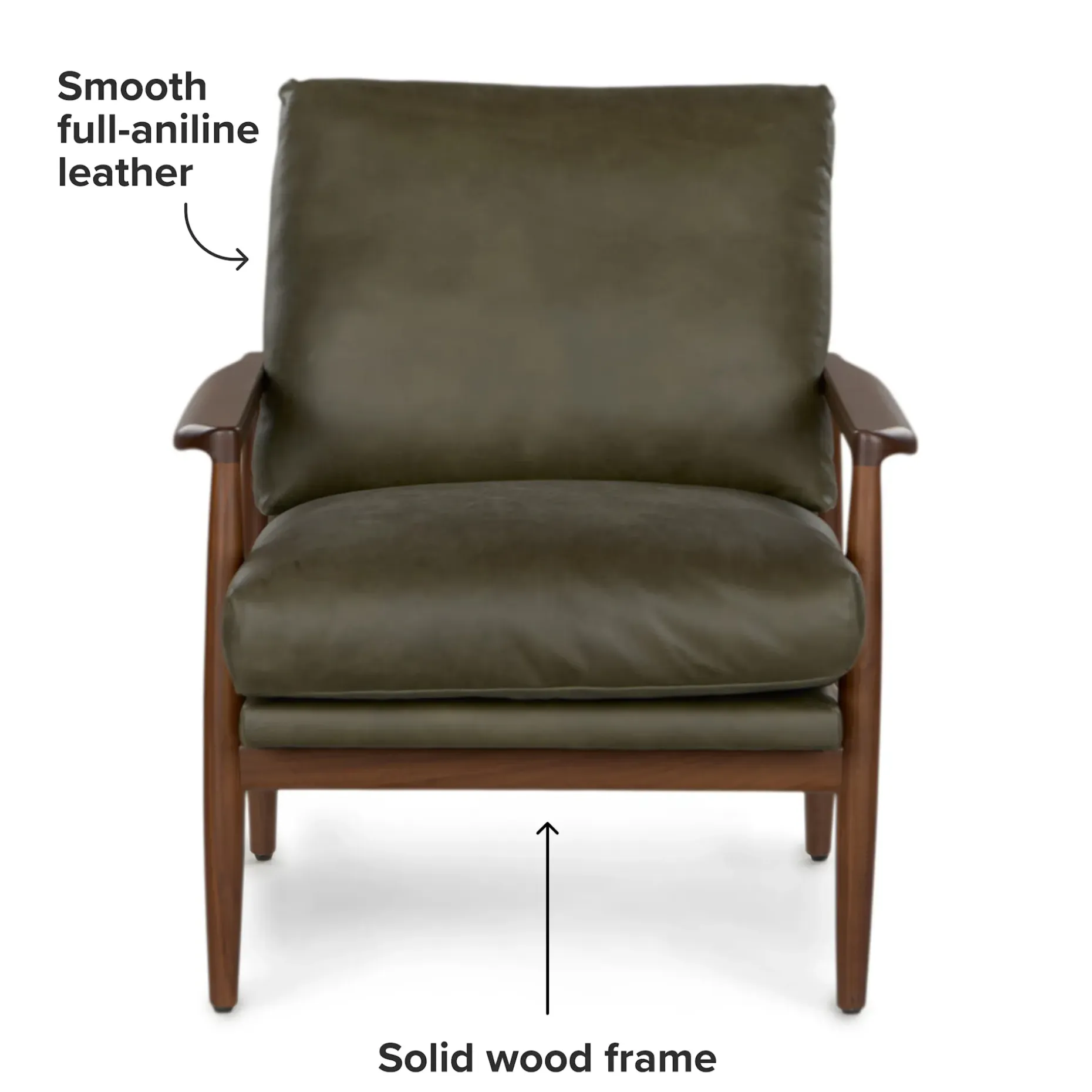 Bavel 28.5" Leather Lounge Chair - Charme Green