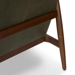Bavel 28.5" Leather Lounge Set - Walnut and Charme Green