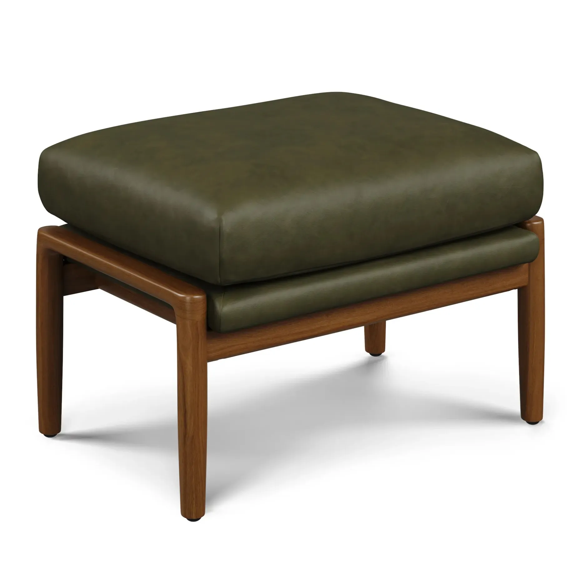 Bavel 28.5" Leather Lounge Set - Walnut and Charme Green