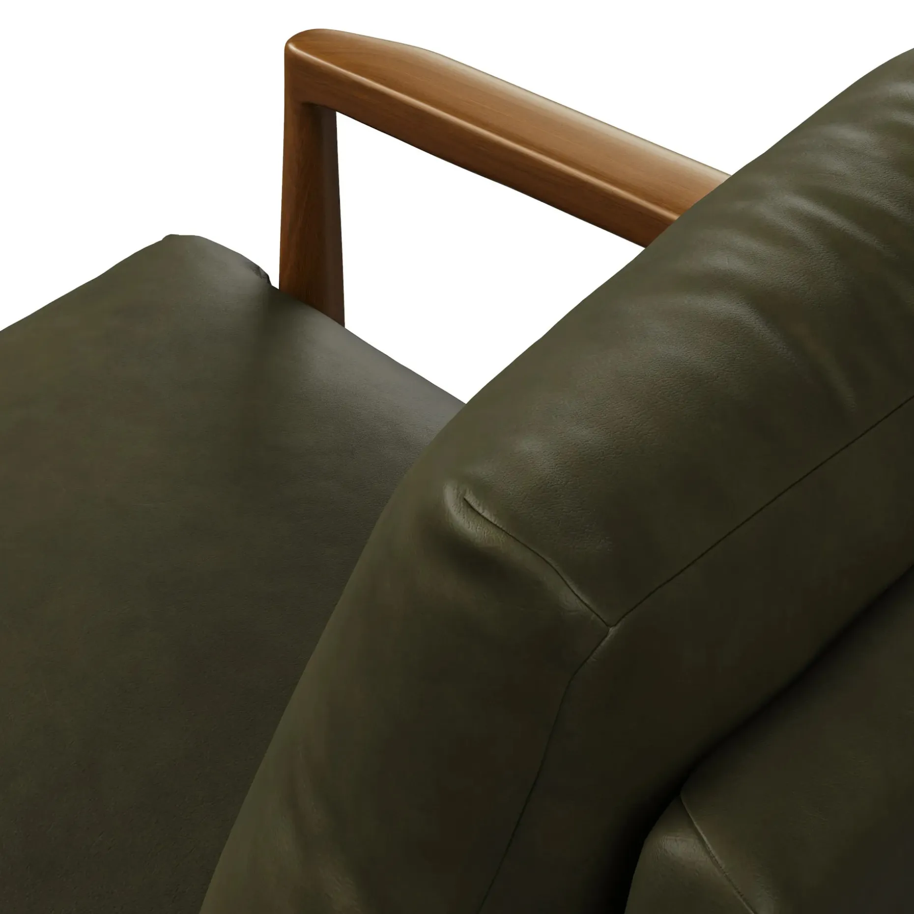 Bavel 28.5" Leather Lounge Set - Walnut and Charme Green