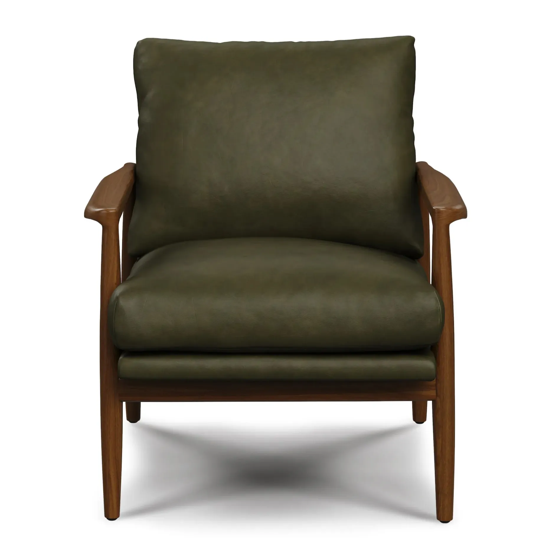 Bavel 28.5" Leather Lounge Set - Walnut and Charme Green
