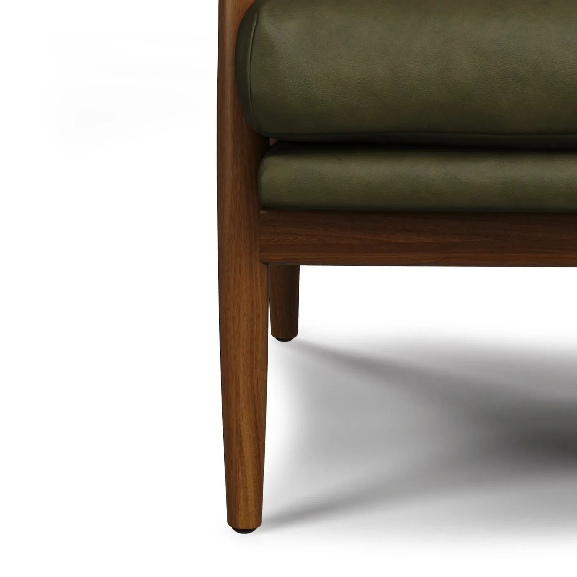 Bavel 28.5" Leather Lounge Set - Walnut and Charme Green