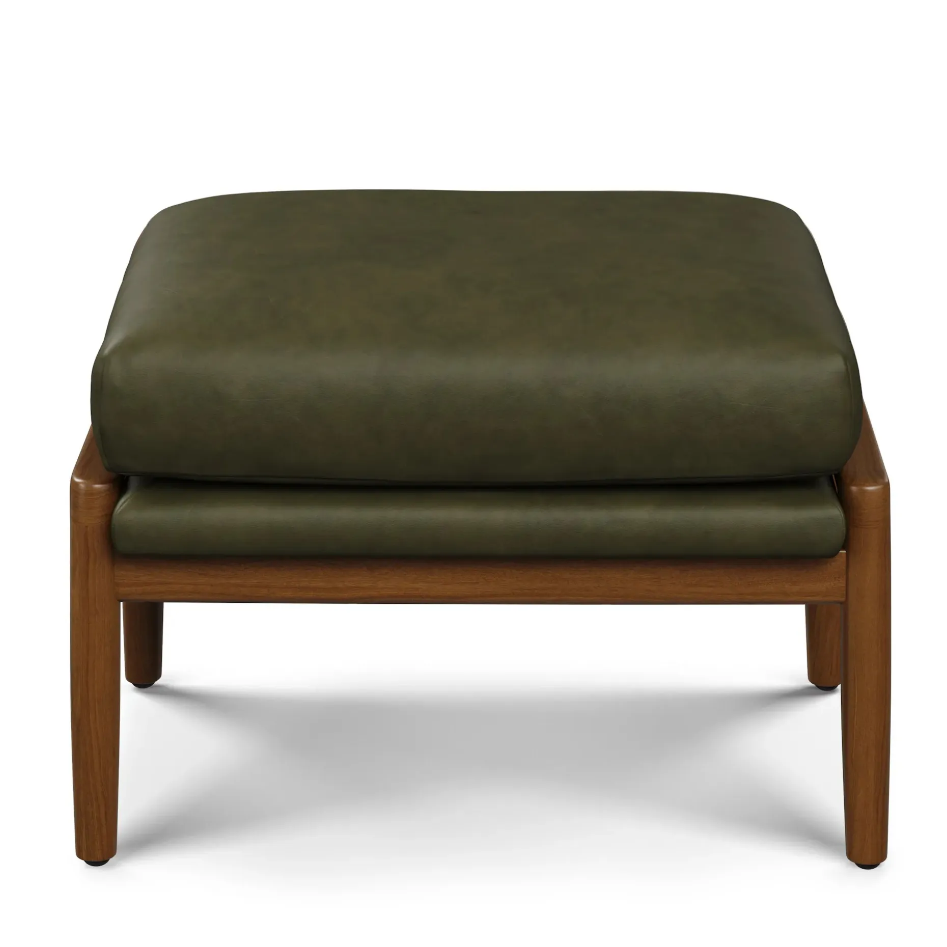Bavel 28.5" Leather Lounge Set - Walnut and Charme Green