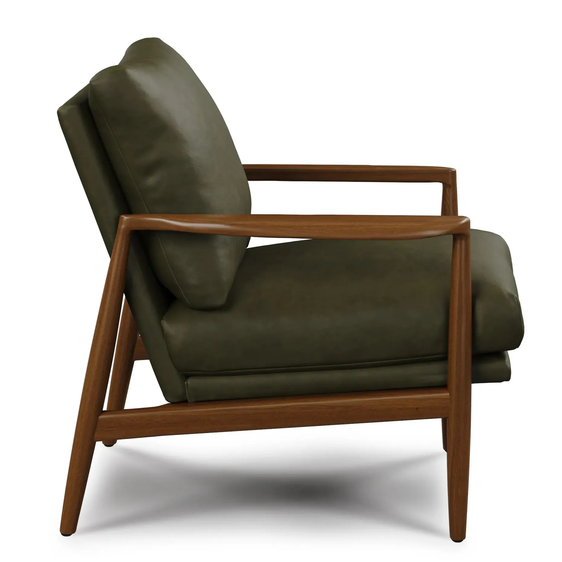 Bavel 28.5" Leather Lounge Set - Walnut and Charme Green