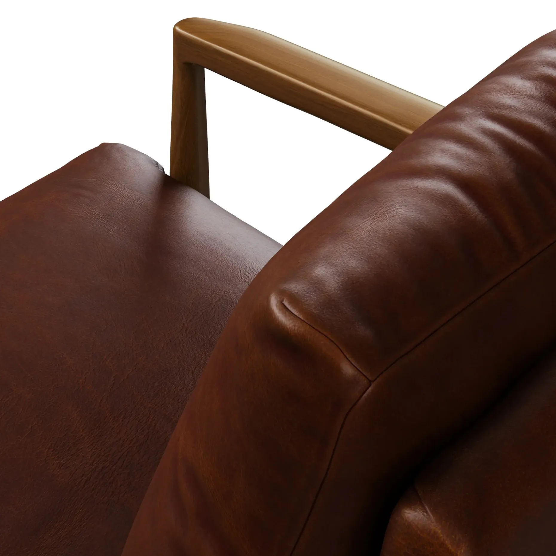 Bavel 28.5" Leather Lounge Set - Walnut and Indiana Brown