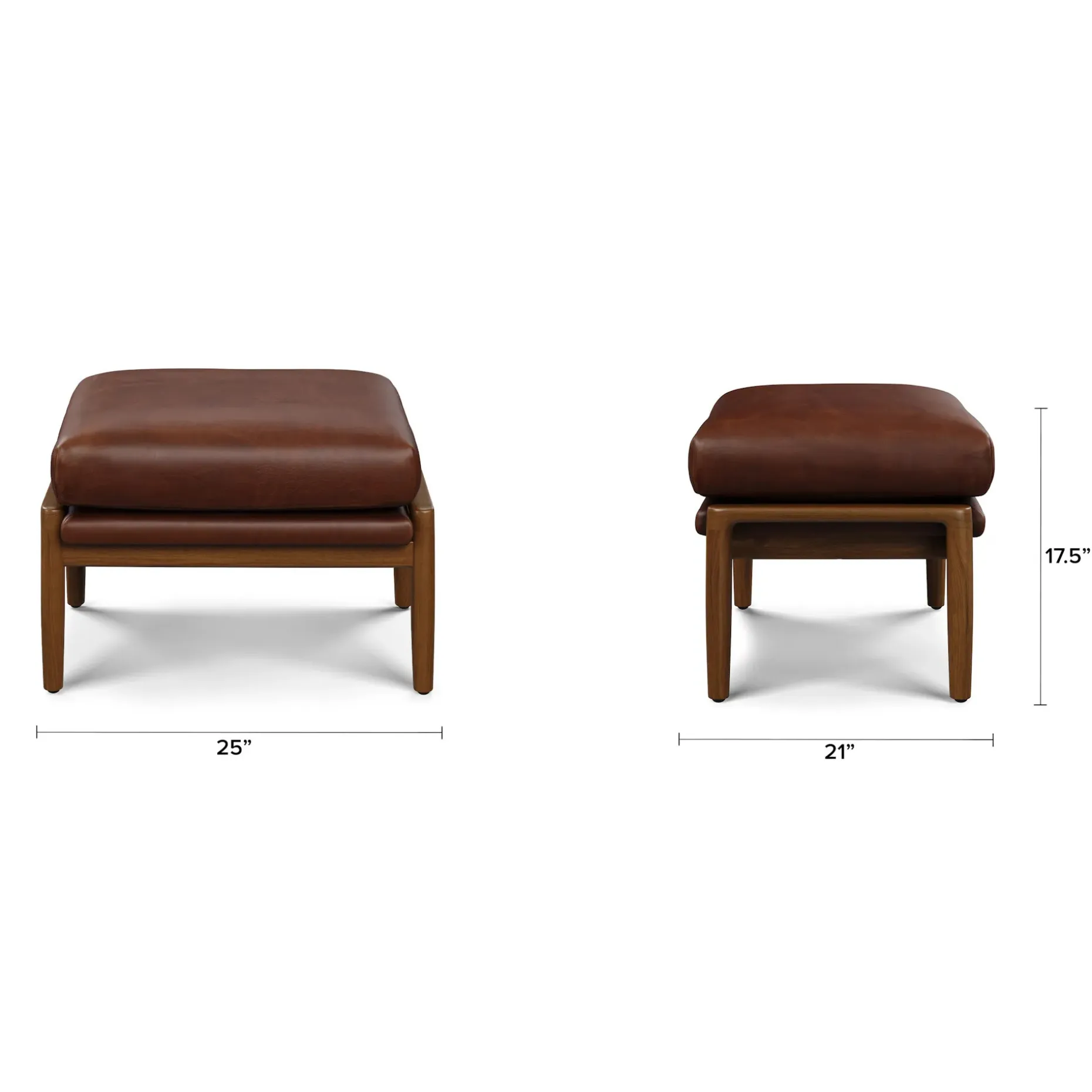 Bavel 28.5" Leather Lounge Set - Walnut and Indiana Brown