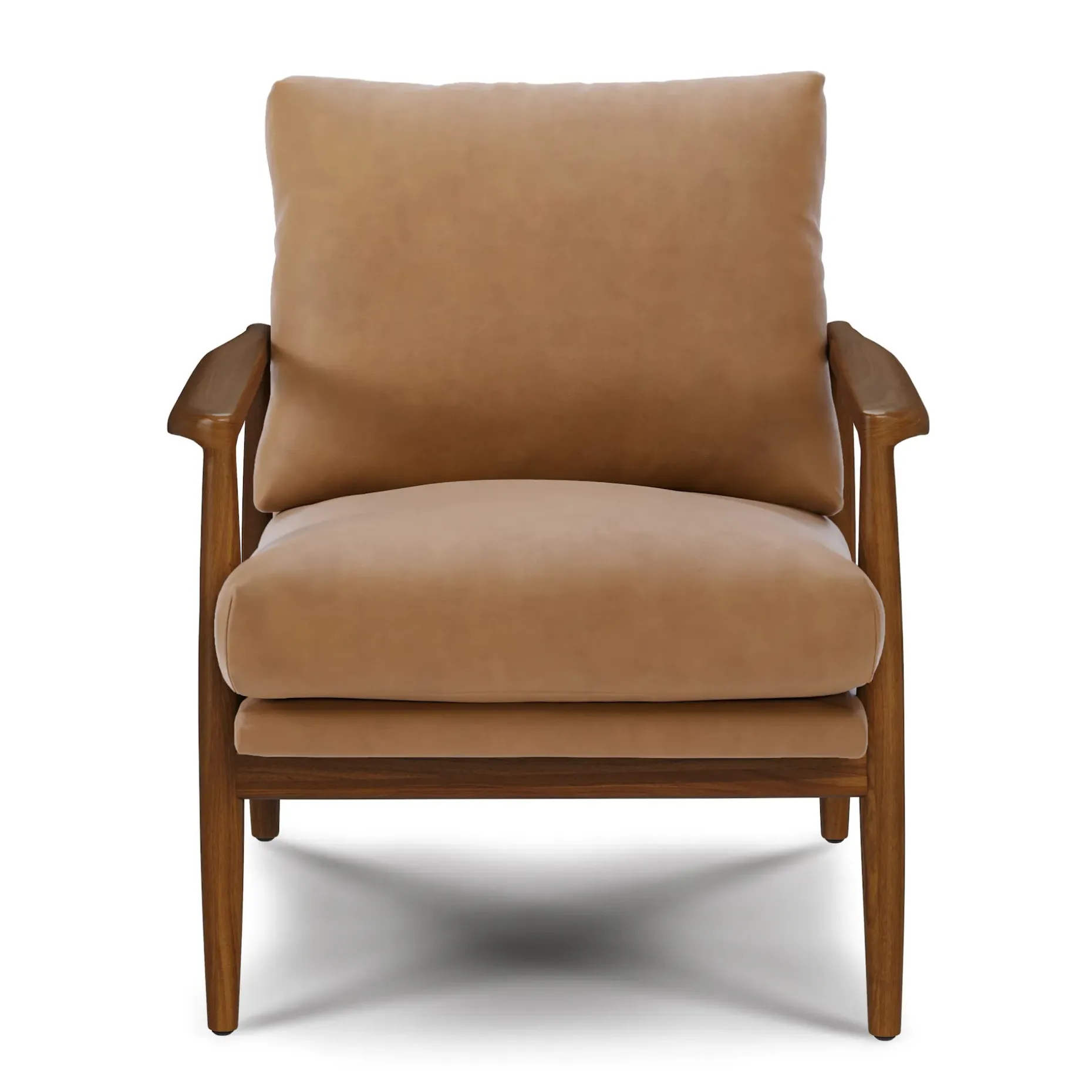 Bavel 28.5" Leather Lounge Set - Walnut and Charme Tan