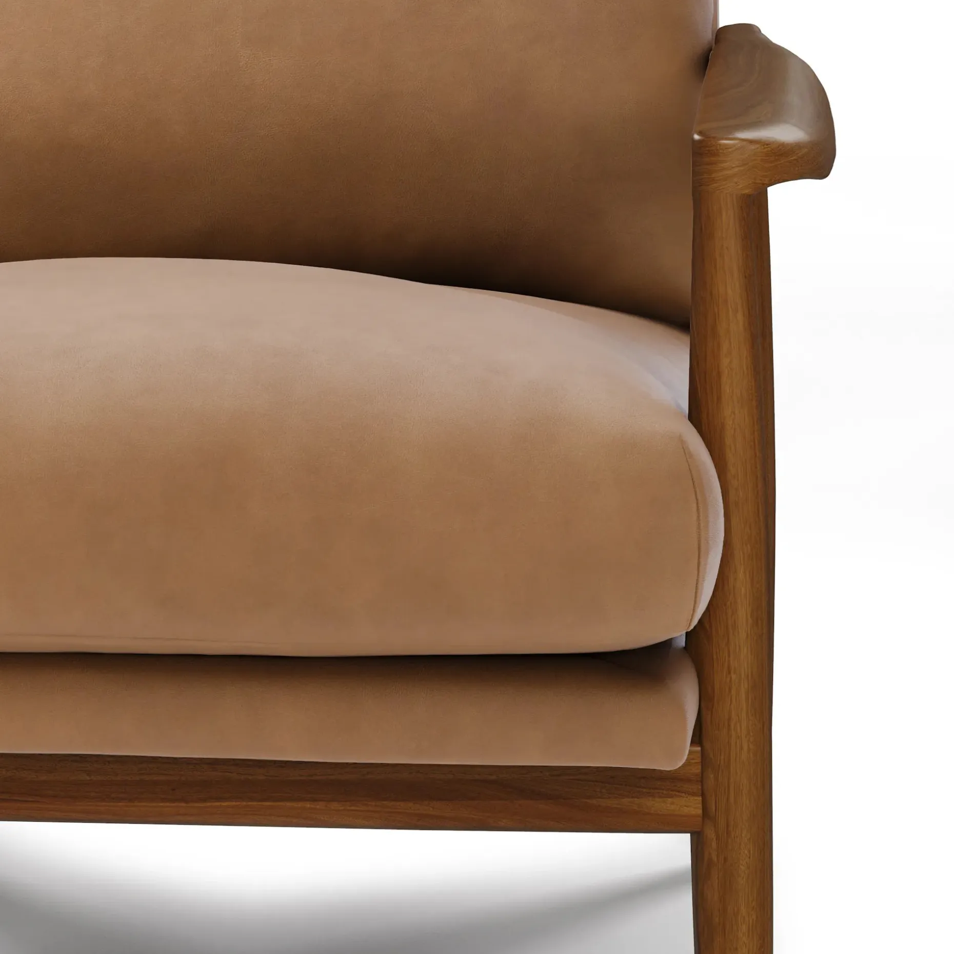 Bavel 28.5" Leather Lounge Set - Walnut and Charme Tan