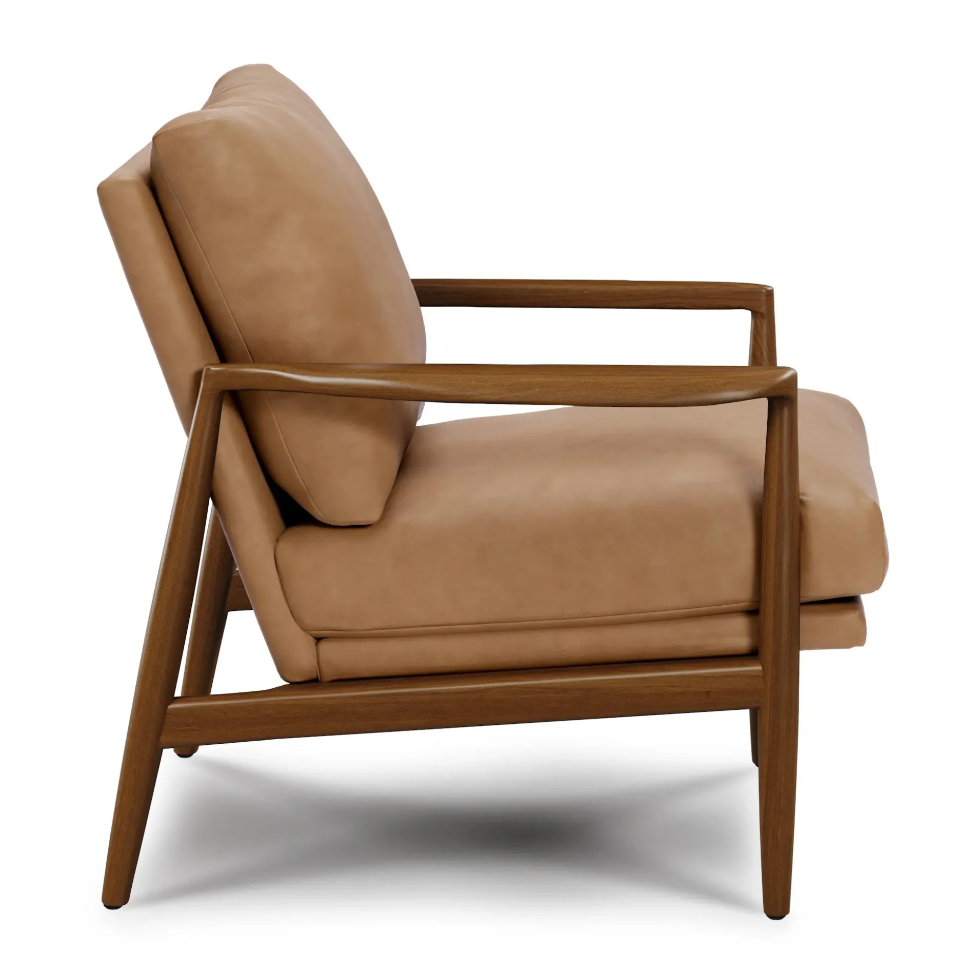 Bavel 28.5" Leather Lounge Set - Walnut and Charme Tan
