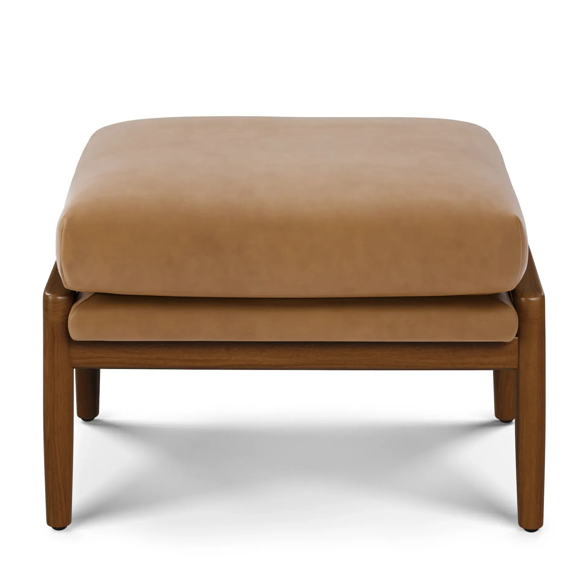 Bavel 25" Leather Ottoman - Charme Tan