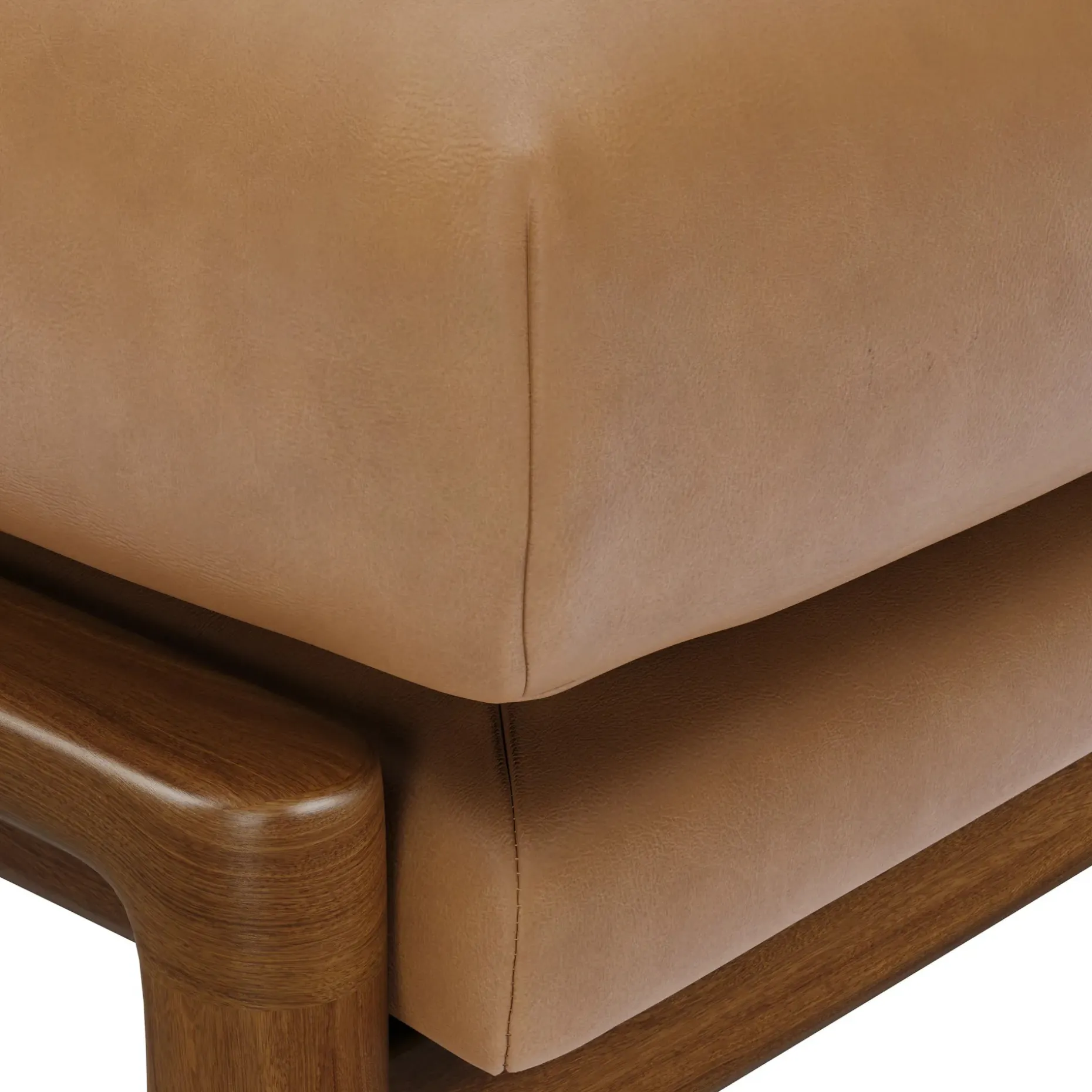 Bavel 25" Leather Ottoman - Charme Tan
