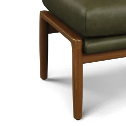 Bavel 25" Leather Ottoman - Charme Green