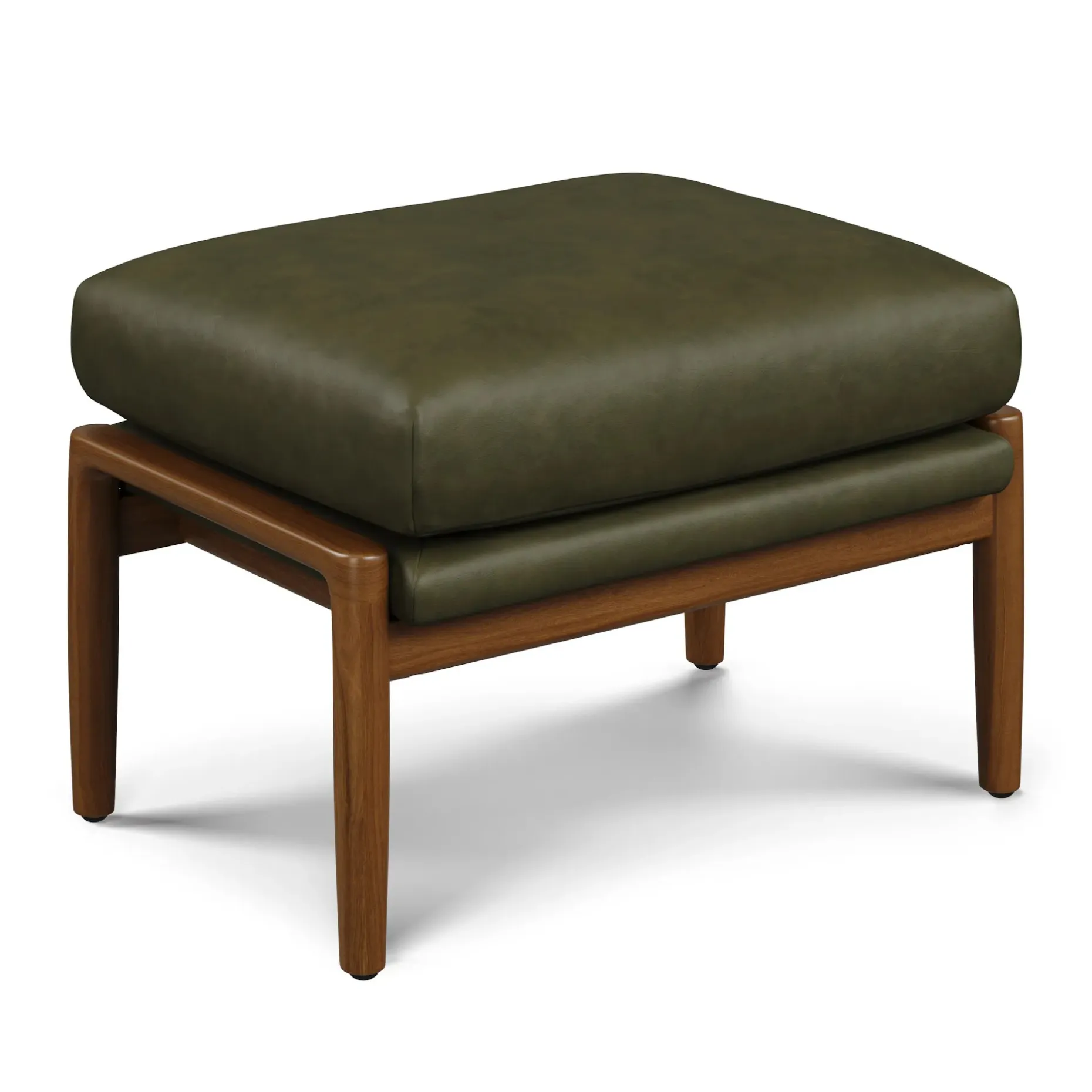 Bavel 25" Leather Ottoman - Charme Green