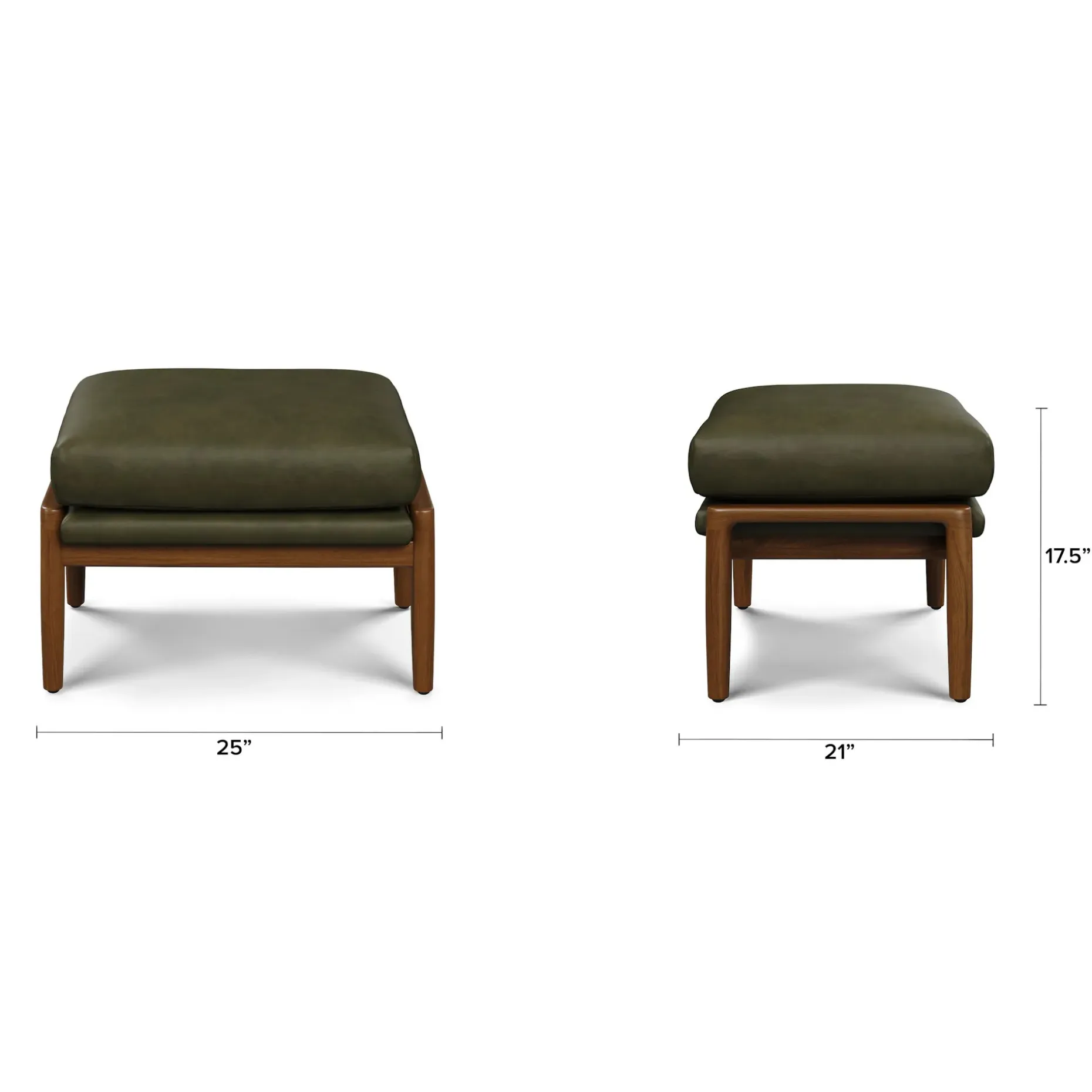 Bavel 25" Leather Ottoman - Charme Green