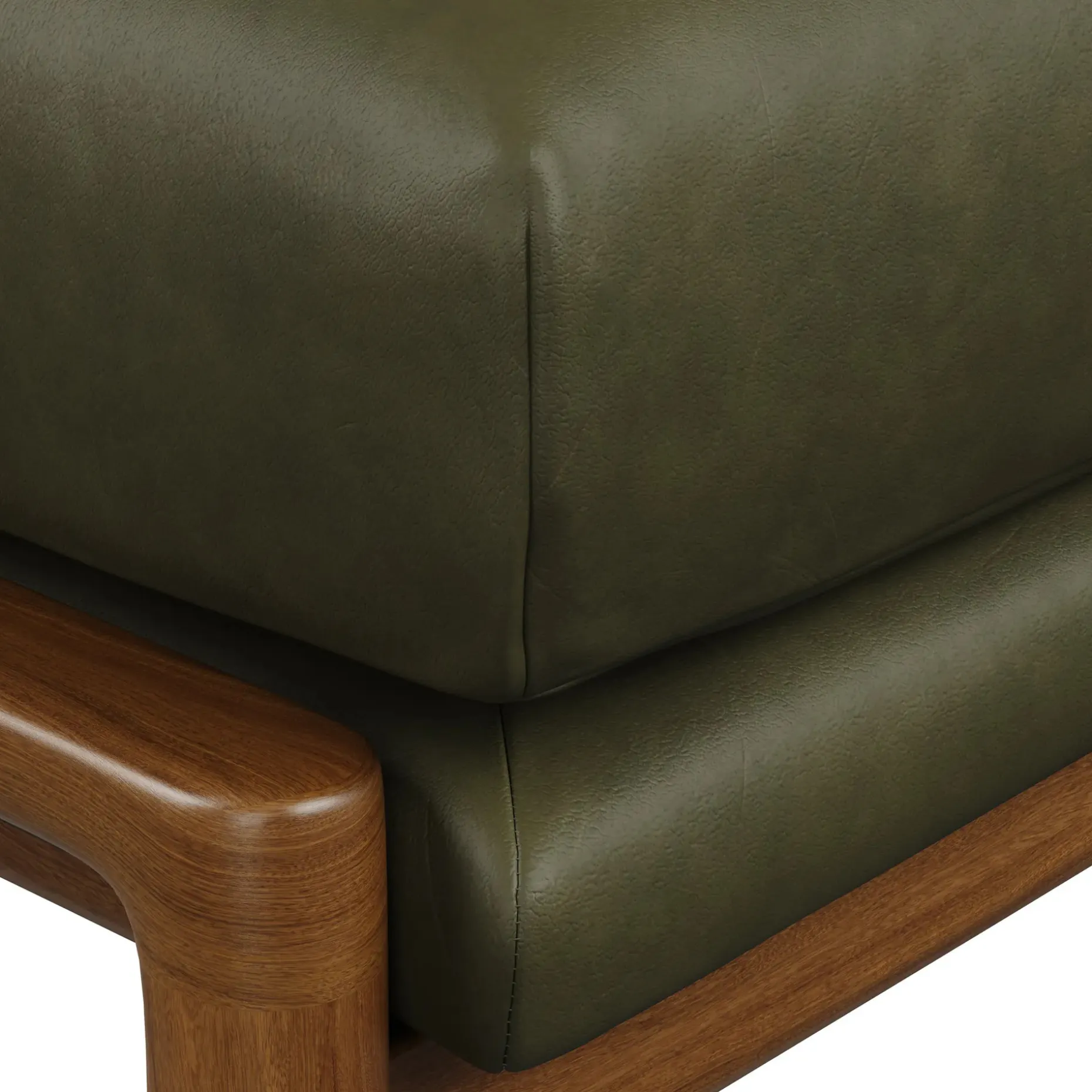 Bavel 25" Leather Ottoman - Charme Green