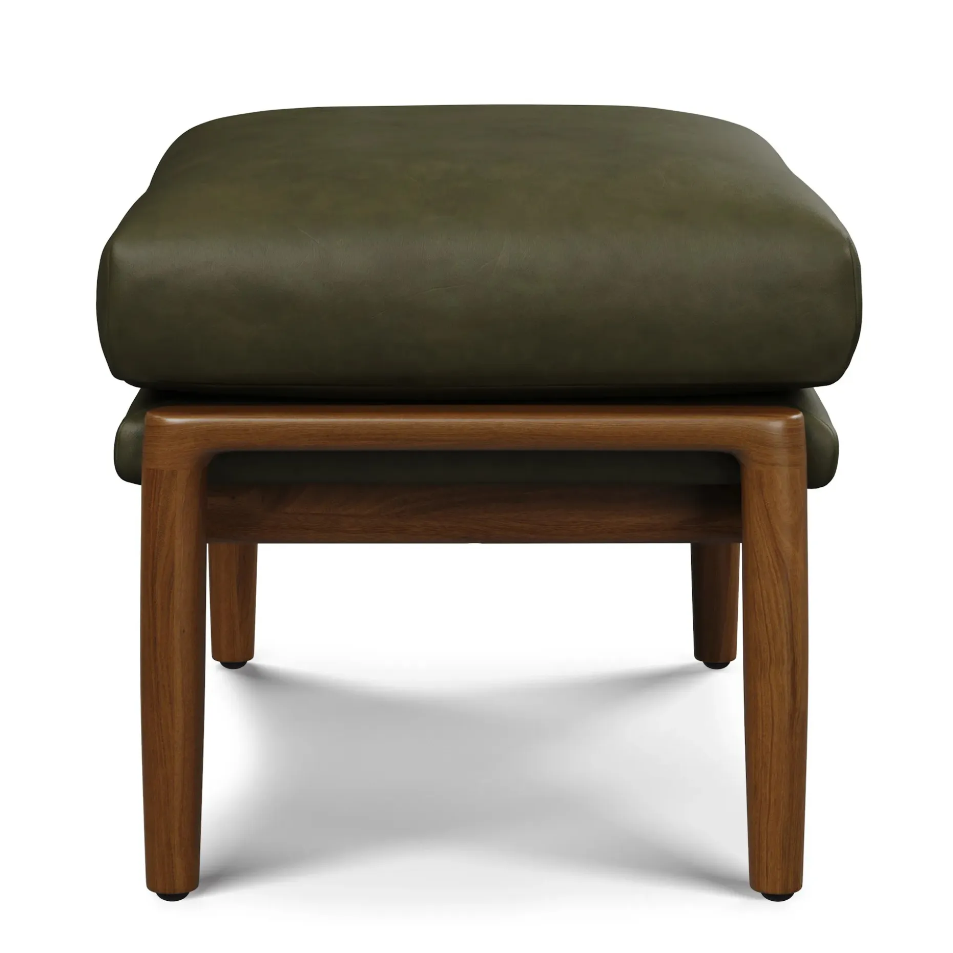Bavel 25" Leather Ottoman - Charme Green
