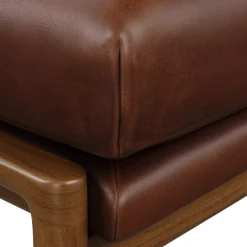 Bavel 25" Leather Ottoman - Indiana Brown
