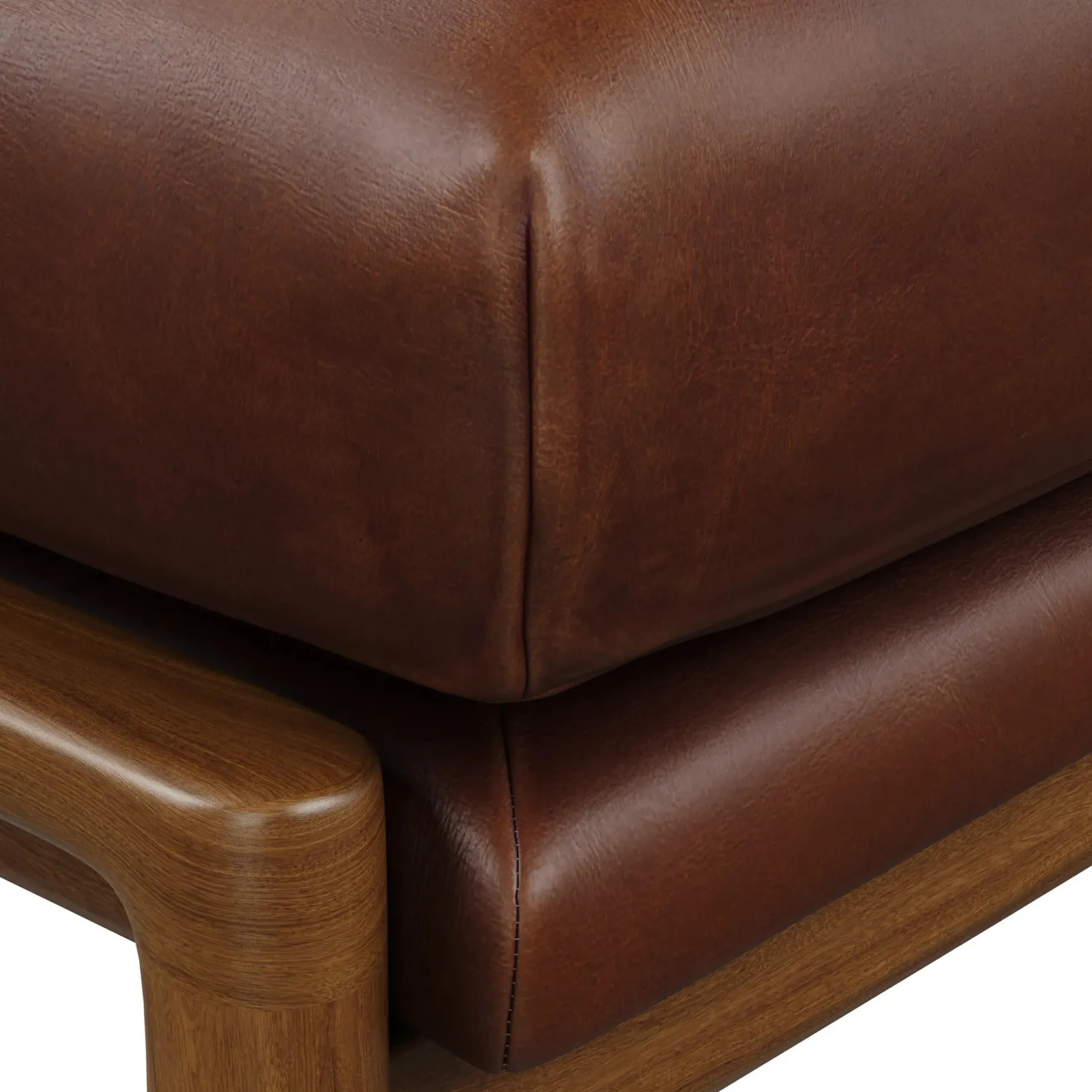 Bavel 25" Leather Ottoman - Indiana Brown