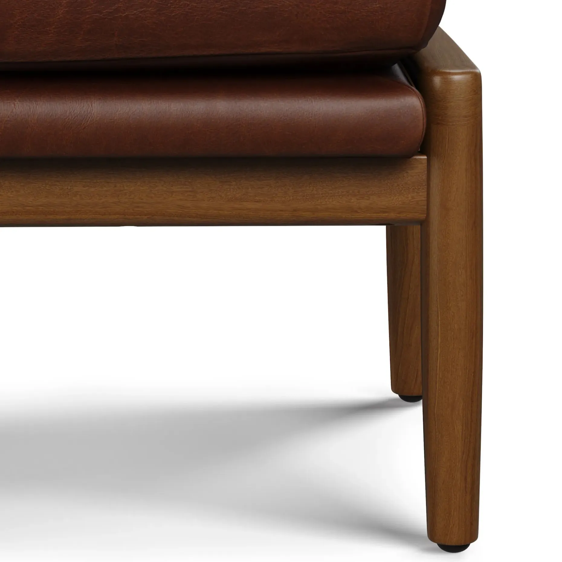 Bavel 25" Leather Ottoman - Indiana Brown