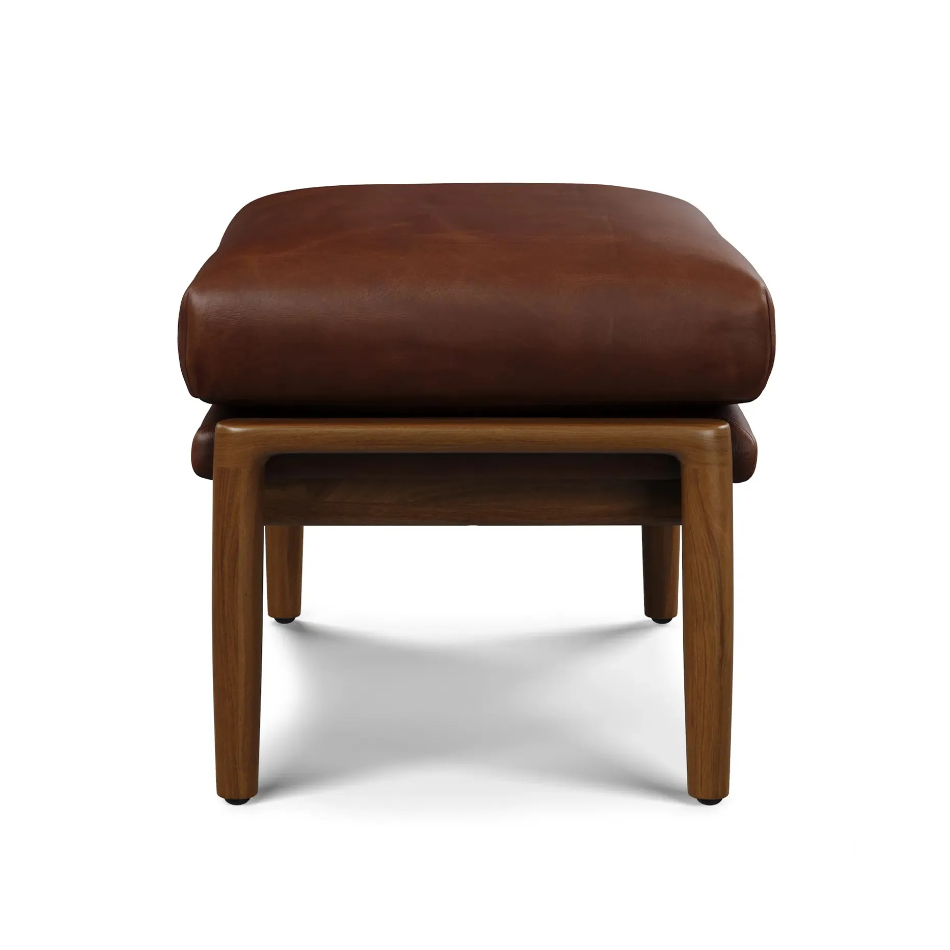 Bavel 25" Leather Ottoman - Indiana Brown