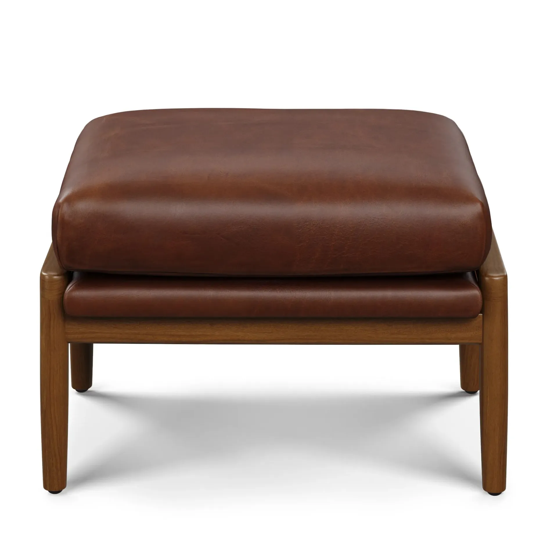Bavel 25" Leather Ottoman - Indiana Brown