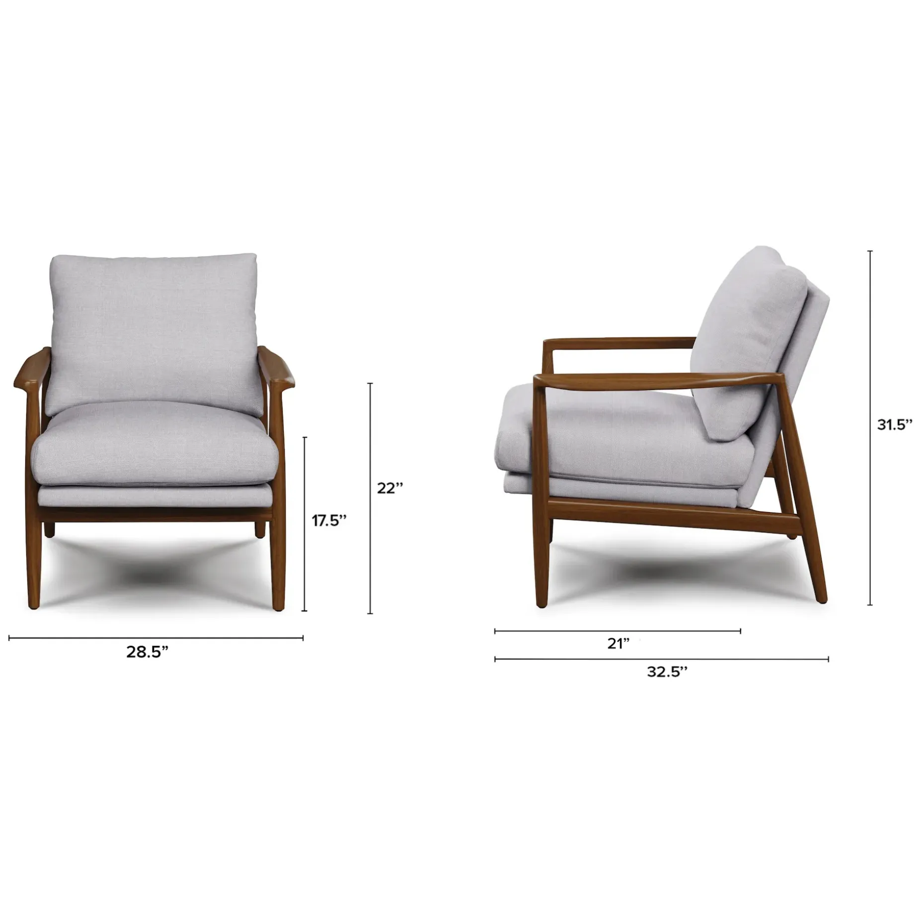 Bavel 28.5" Lounge Set - Walnut and Field Gray