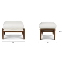 Bavel 25" Ottoman - Walnut and Field Ivory