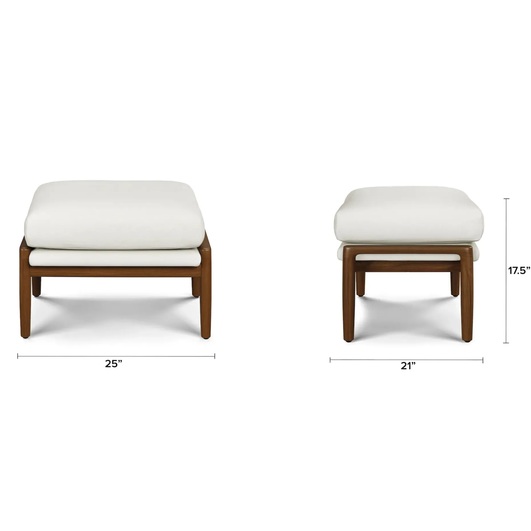 Bavel 25" Ottoman - Walnut and Field Ivory