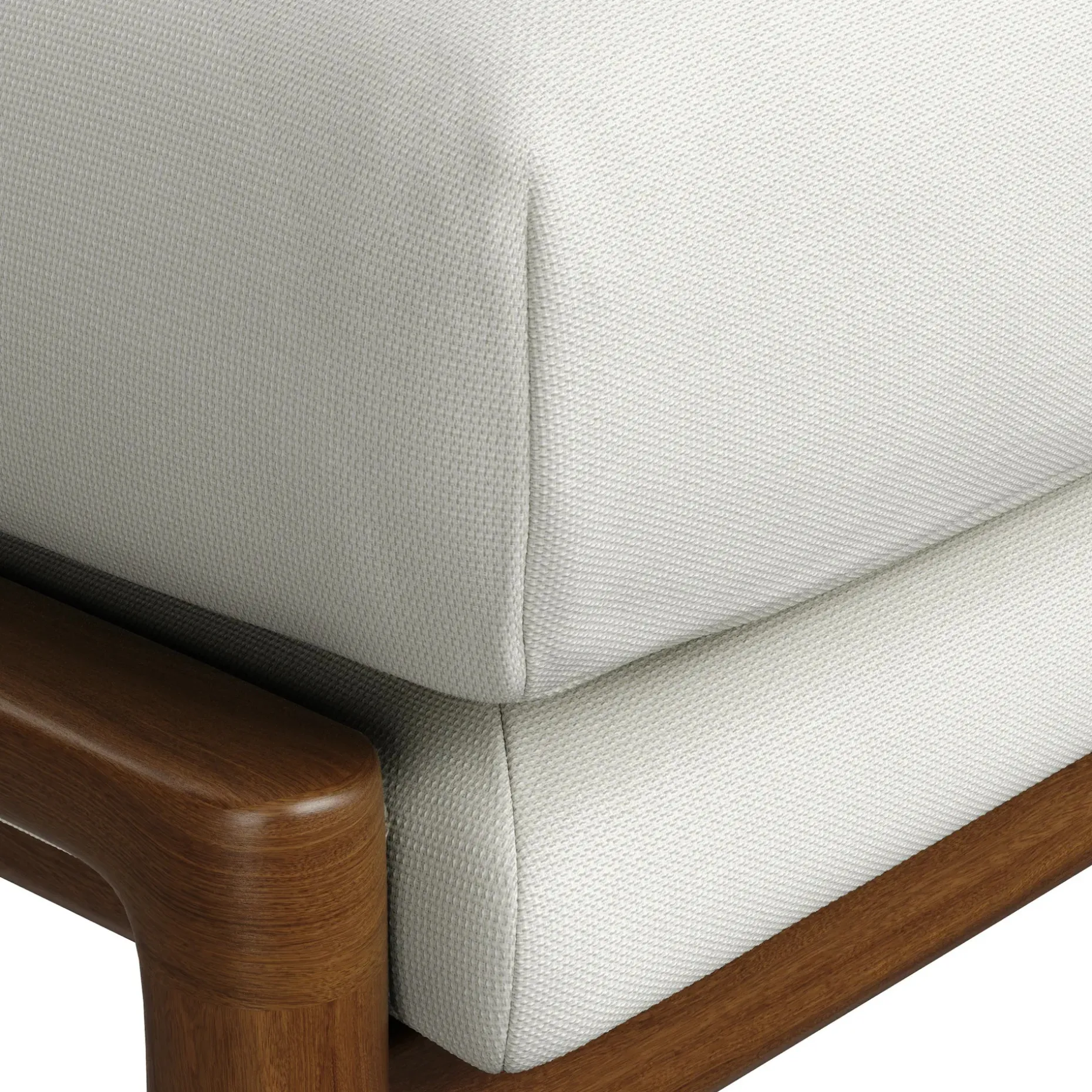 Bavel 25" Ottoman - Walnut and Field Ivory