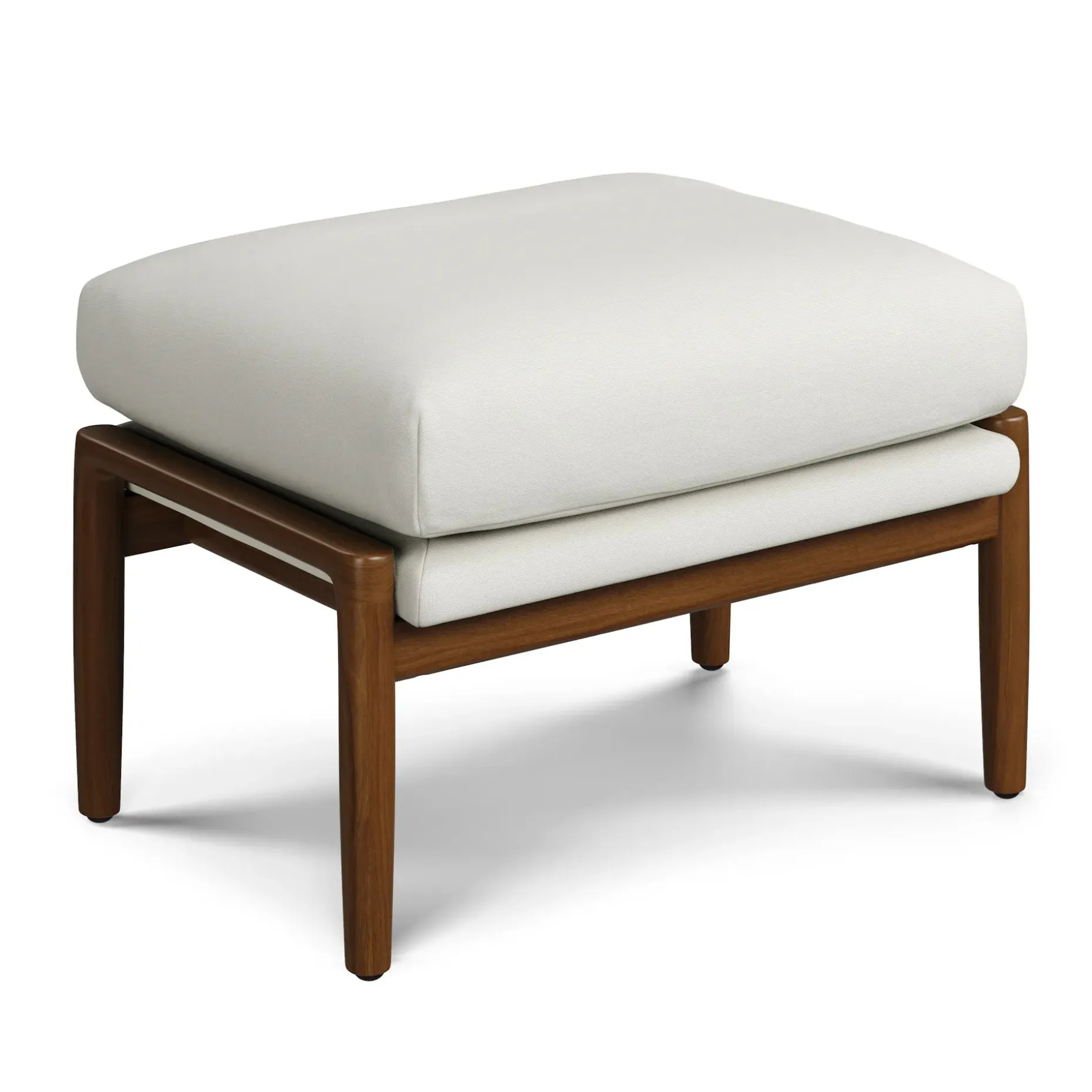 Bavel 25" Ottoman - Walnut and Field Ivory