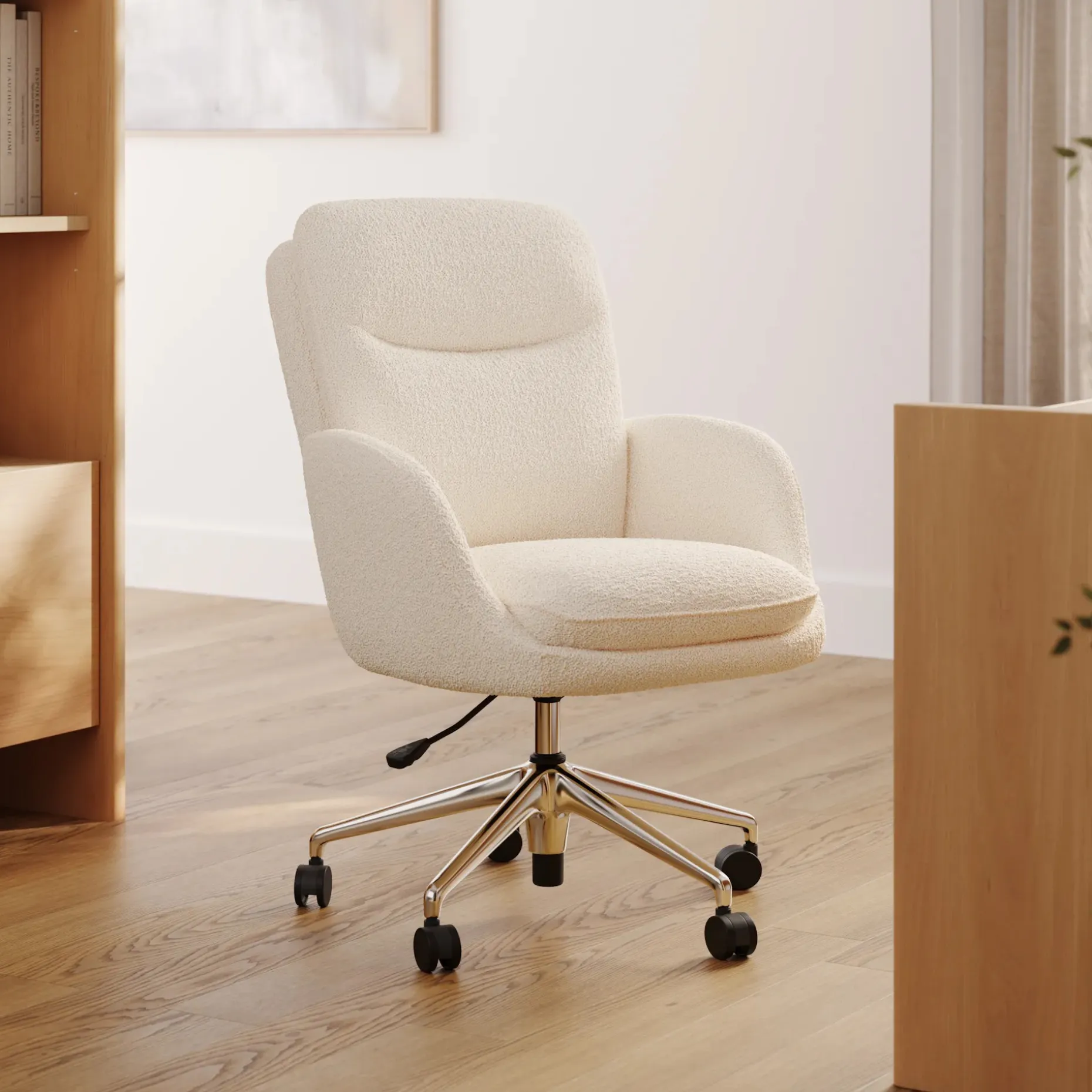 Bea Executive Office Chair - Ivory Wool Bouclé