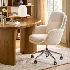 Bea Executive Office Chair - Ivory Wool Bouclé