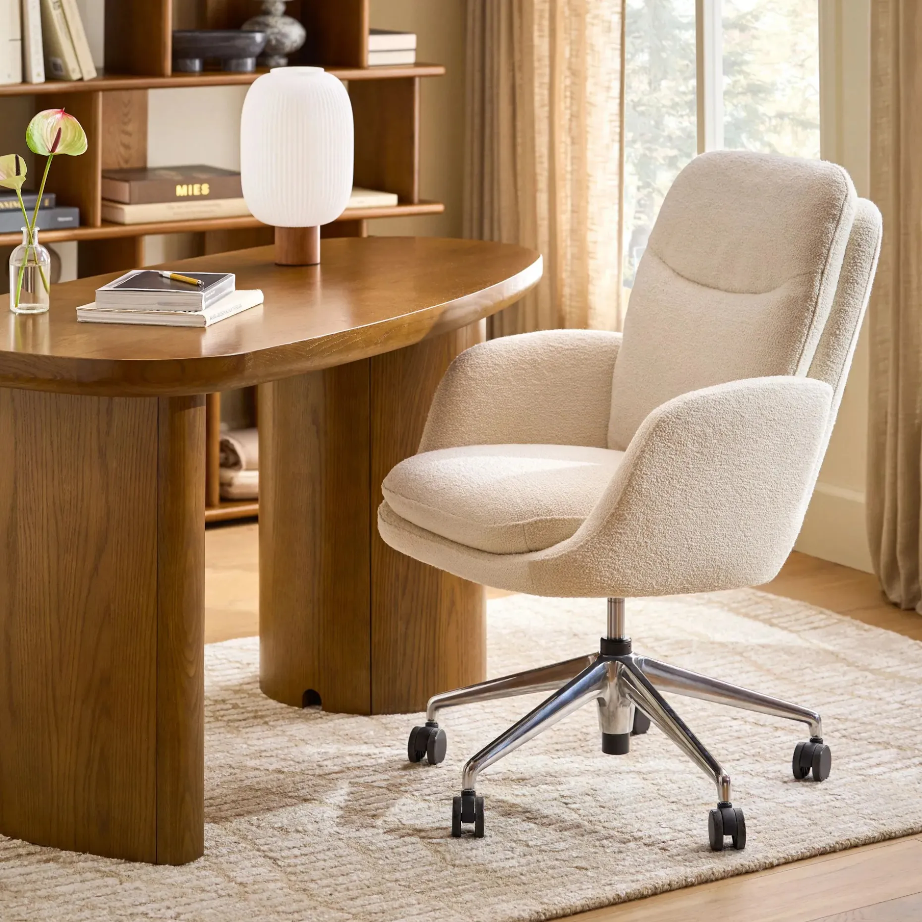 Bea Executive Office Chair - Ivory Wool Bouclé