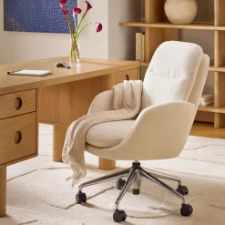 Bea Executive Office Chair - Ivory Wool Bouclé