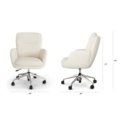 Bea Executive Office Chair - Ivory Wool Bouclé