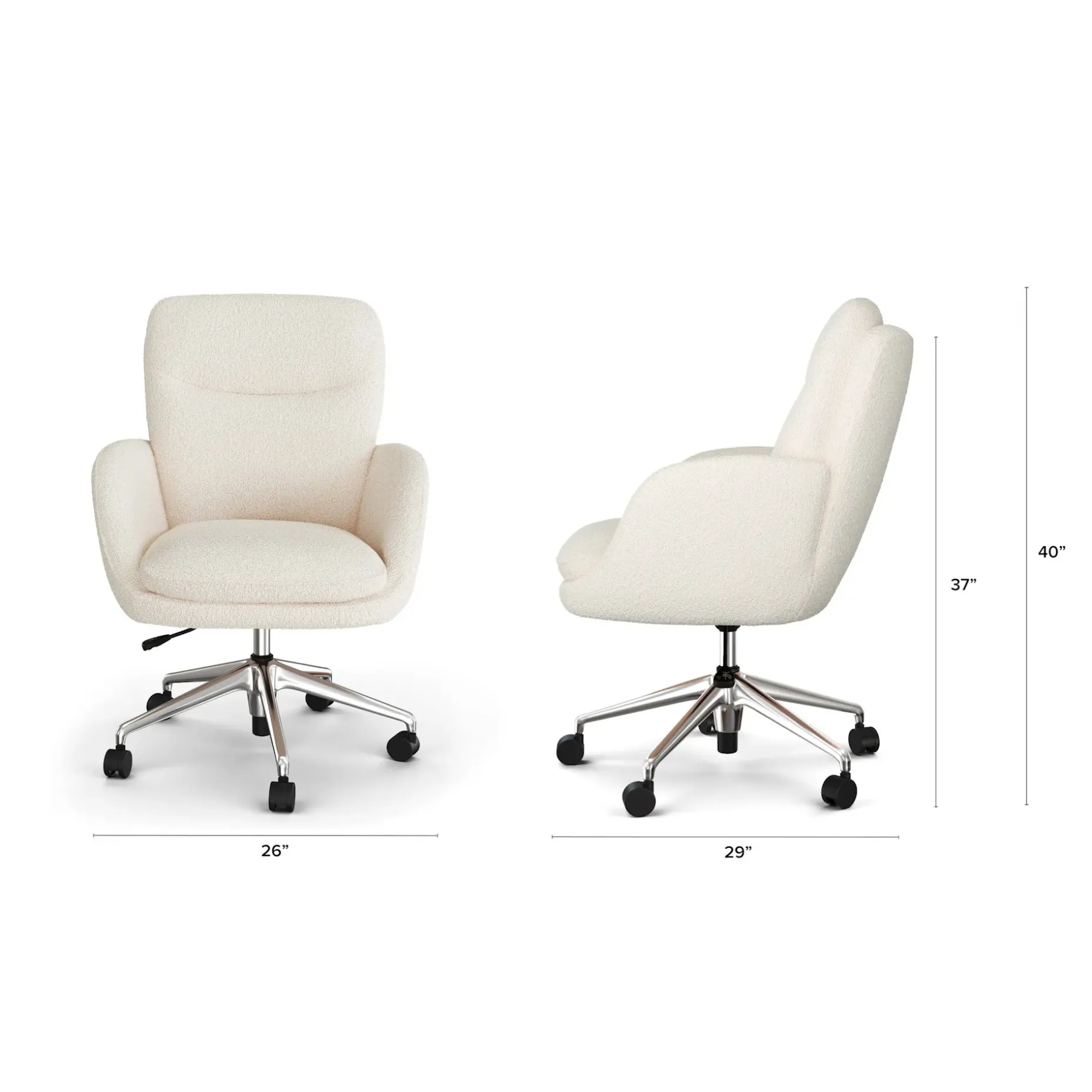 Bea Executive Office Chair - Ivory Wool Bouclé