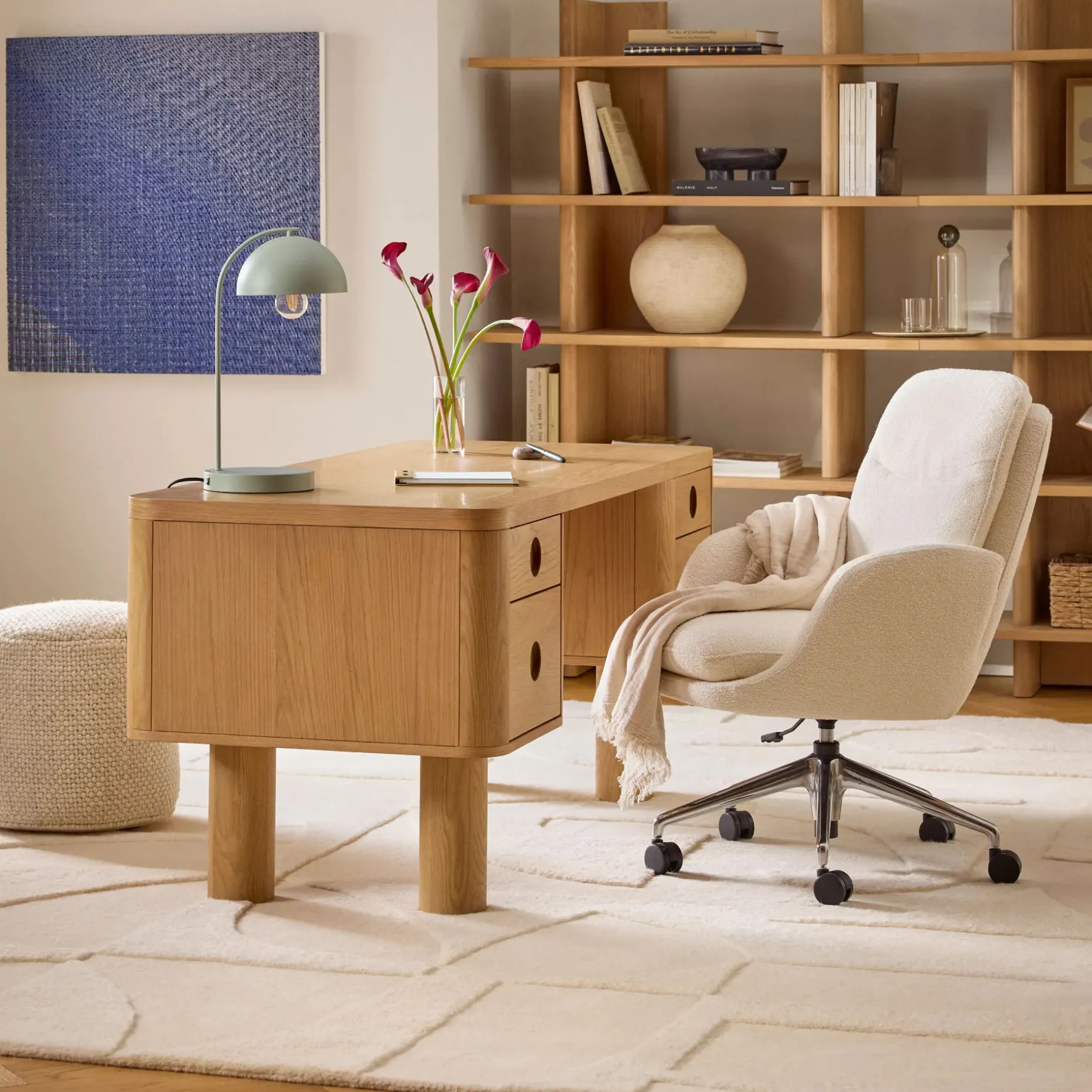 Bea Executive Office Chair - Ivory Wool Bouclé