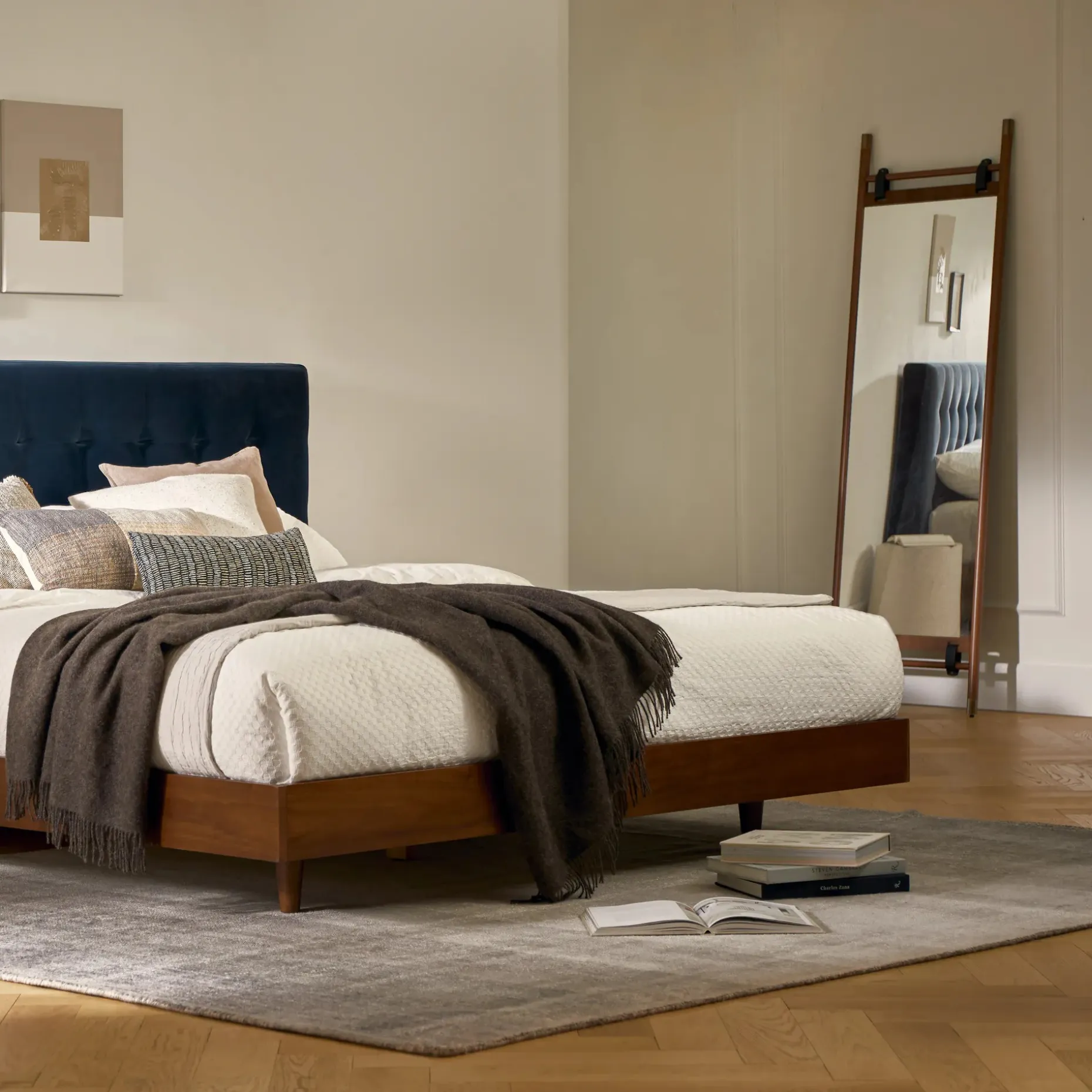 Beau Floor Mirror - Walnut