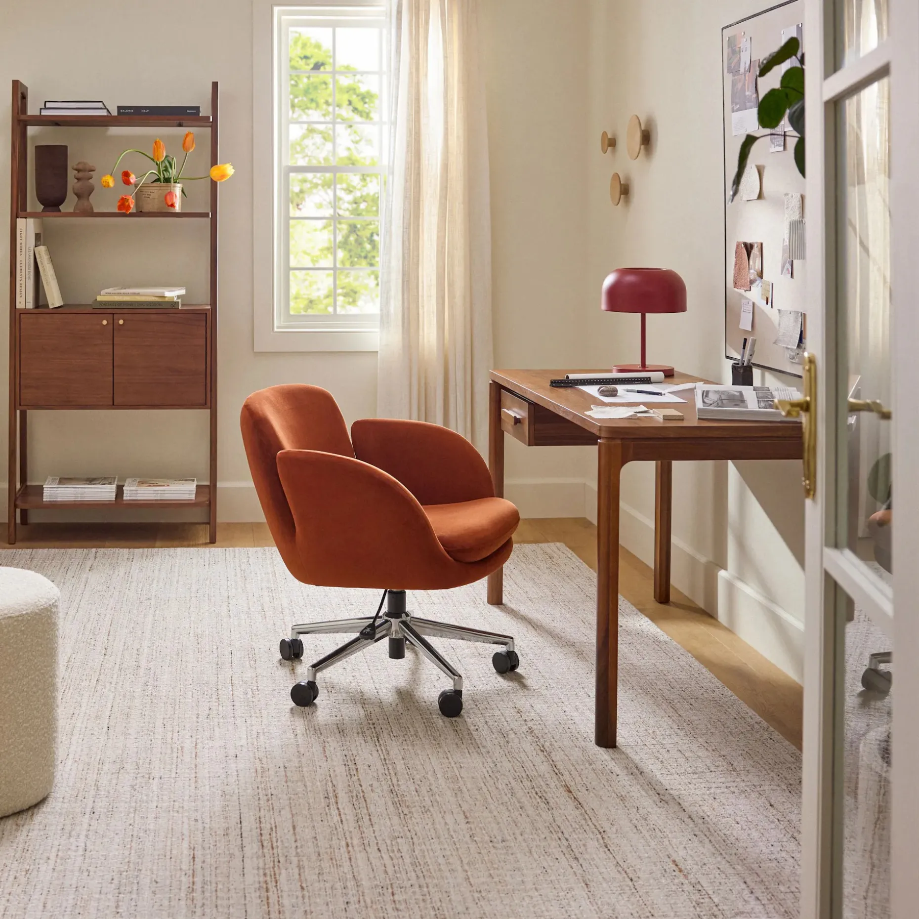 Bea Velvet Office Chair - Hale Rust