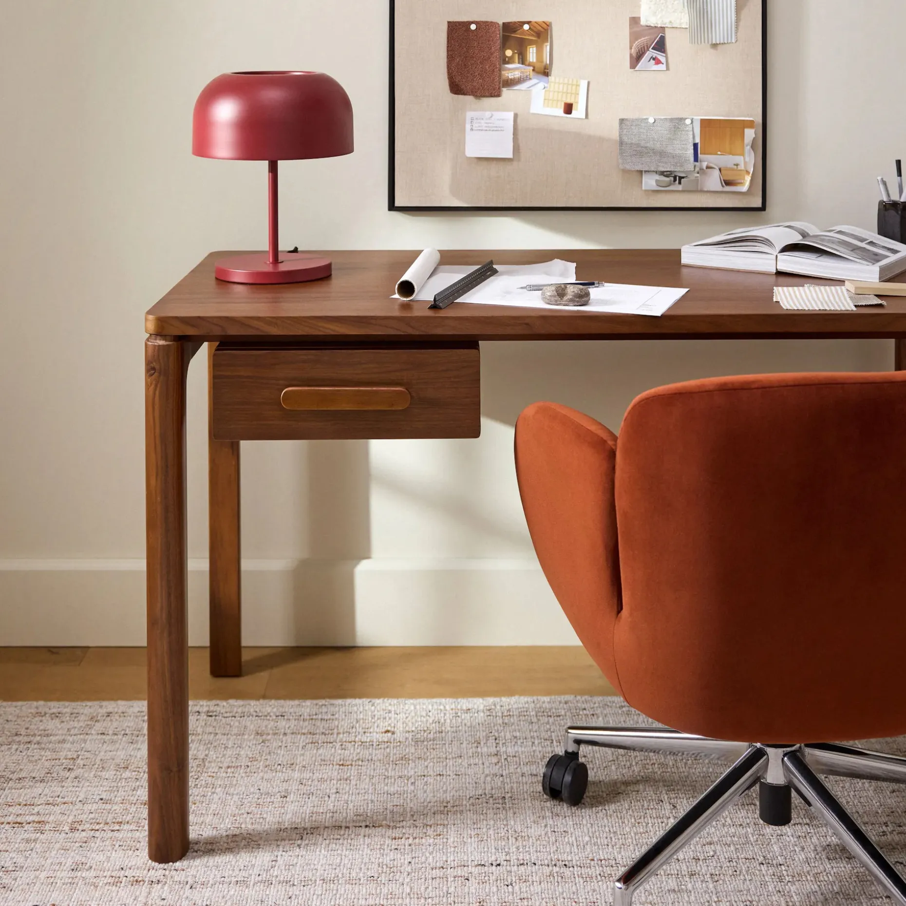 Bea Velvet Office Chair - Hale Rust