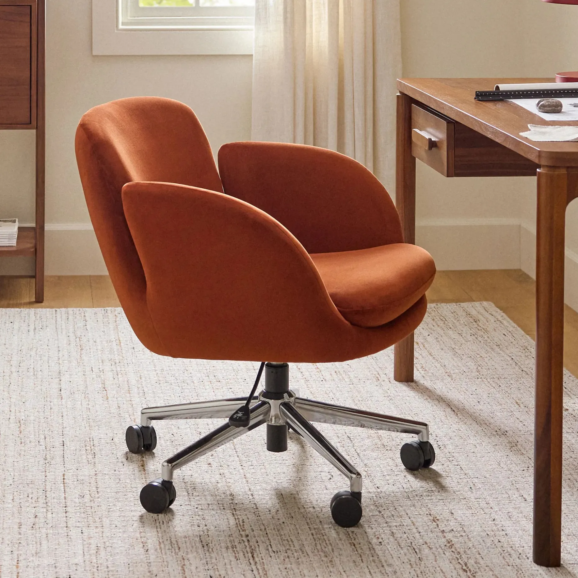 Bea Velvet Office Chair - Hale Rust