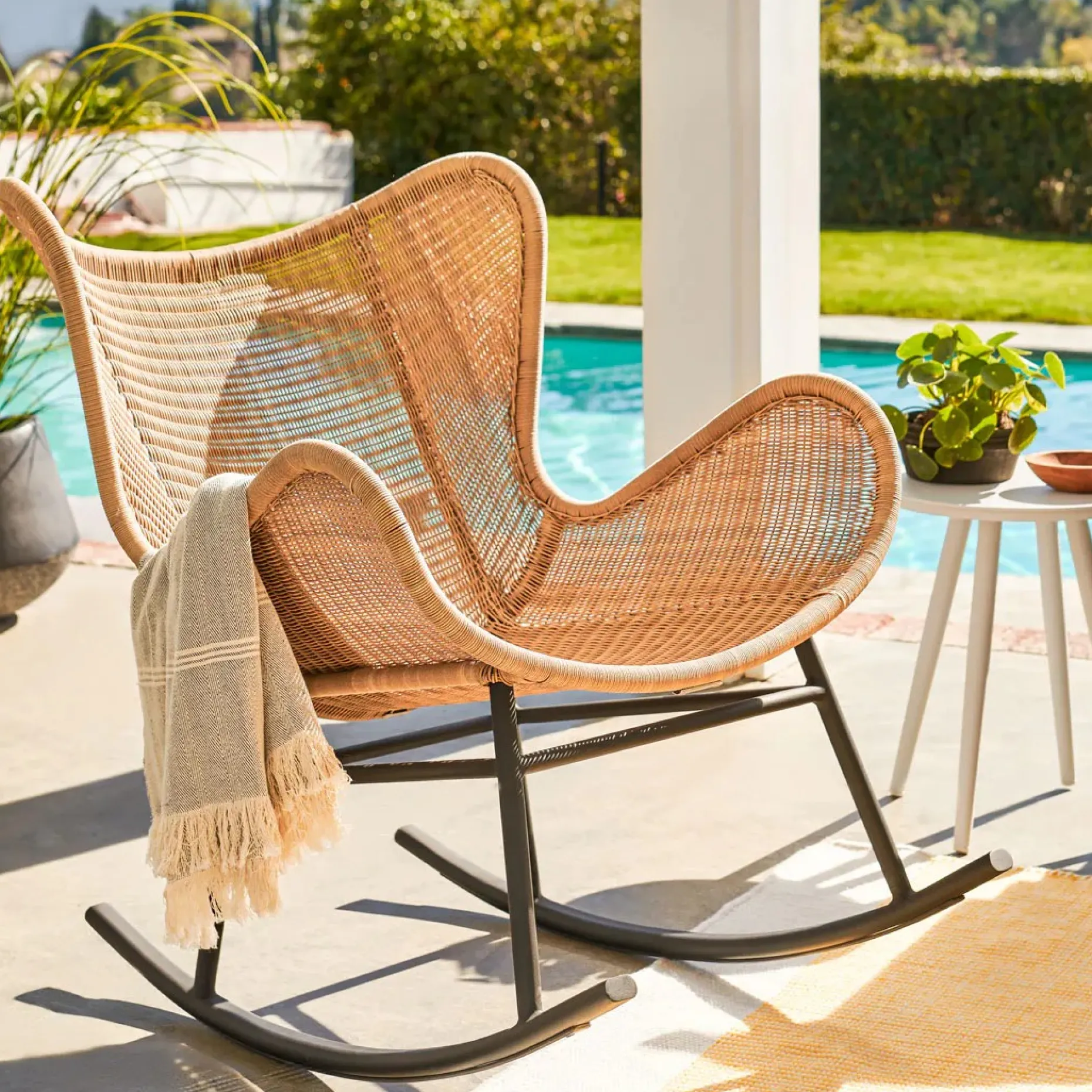 Beltaine 30.5" Outdoor Rocking Lounge Chair - Wicker