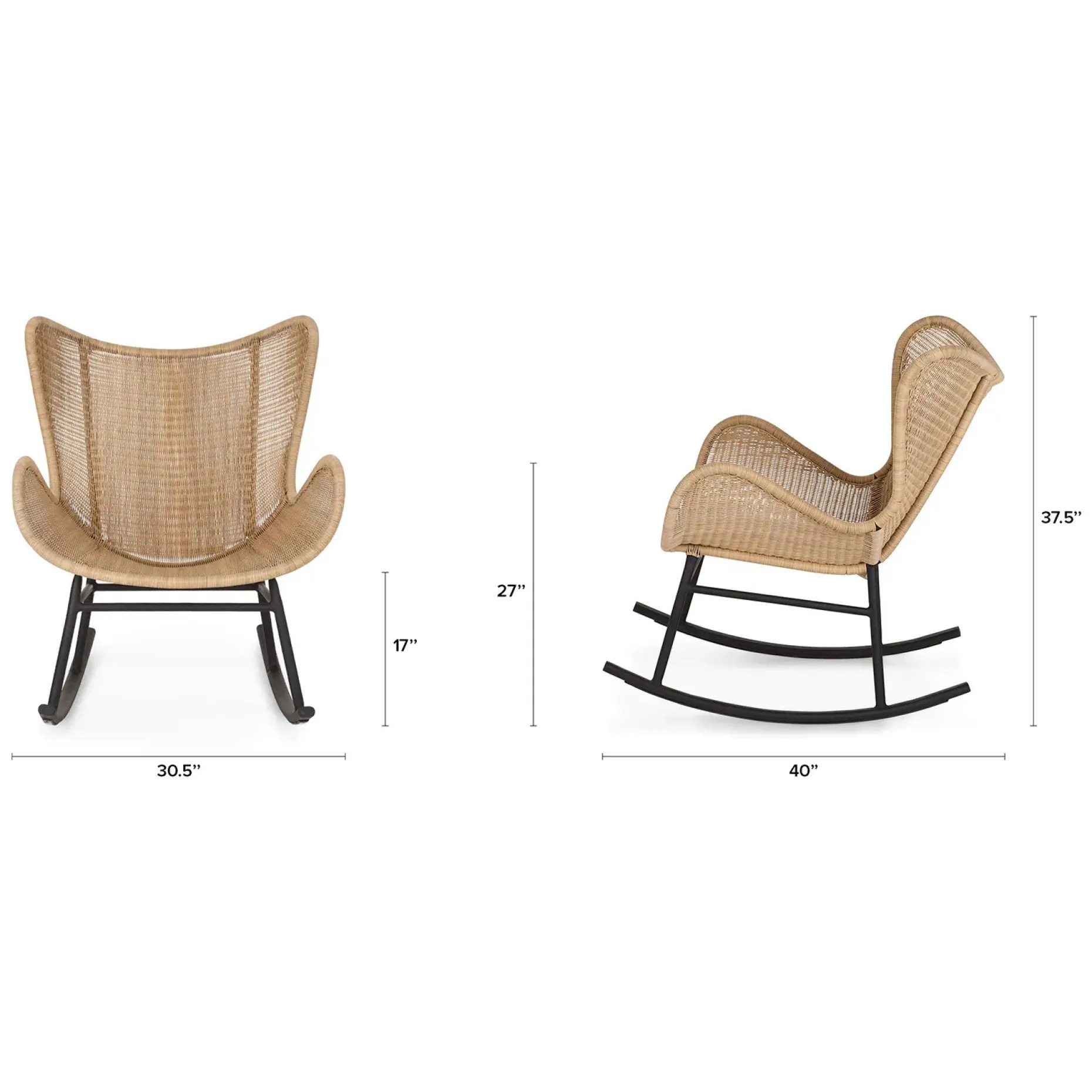 Beltaine 30.5" Outdoor Rocking Lounge Chair - Wicker