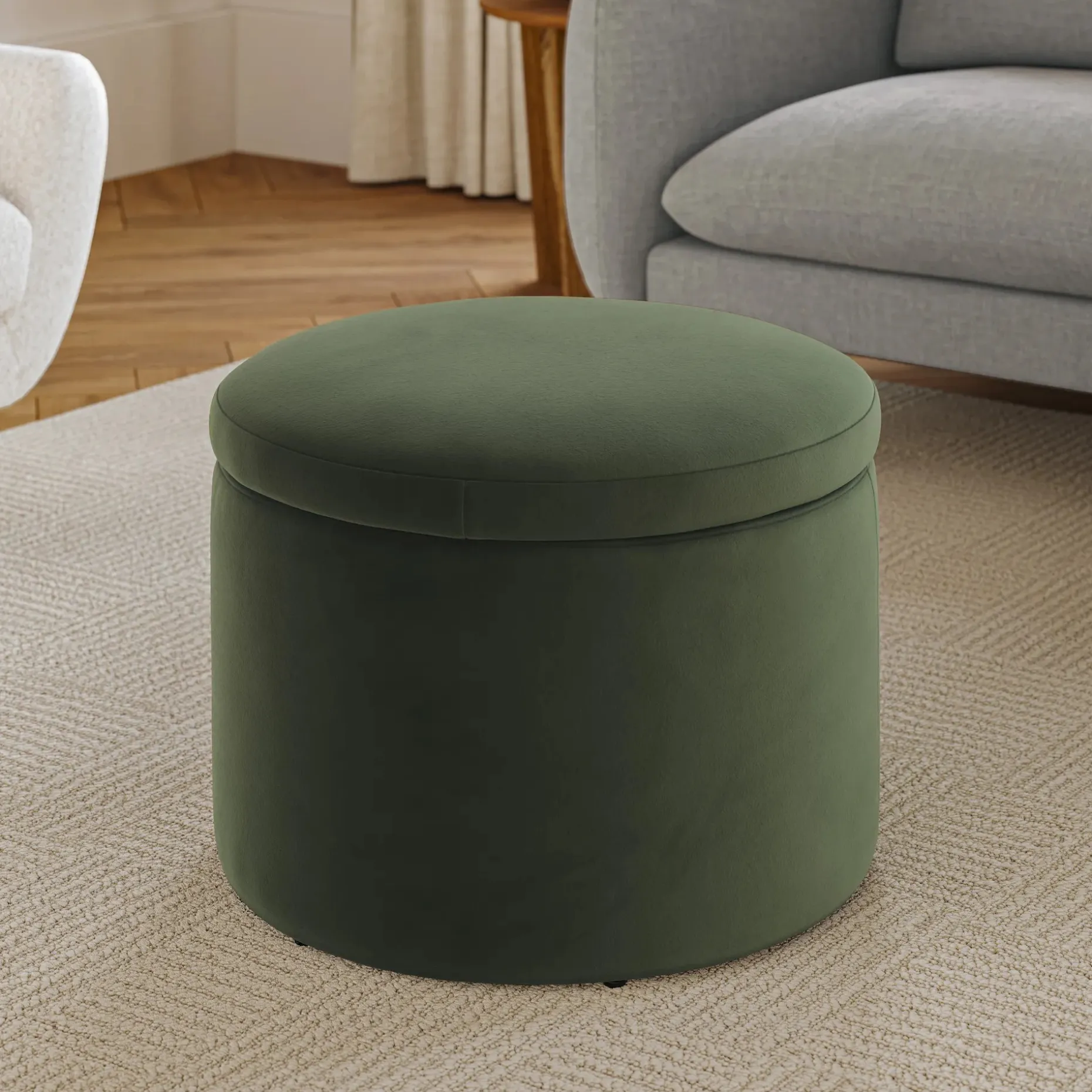 Benson 23.5" Velvet Storage Ottoman - Hale Fir Green