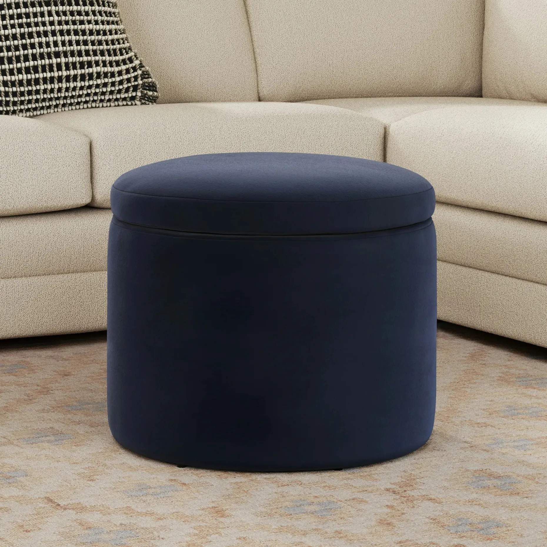 Benson 23.5" Velvet Storage Ottoman - Hale Ink